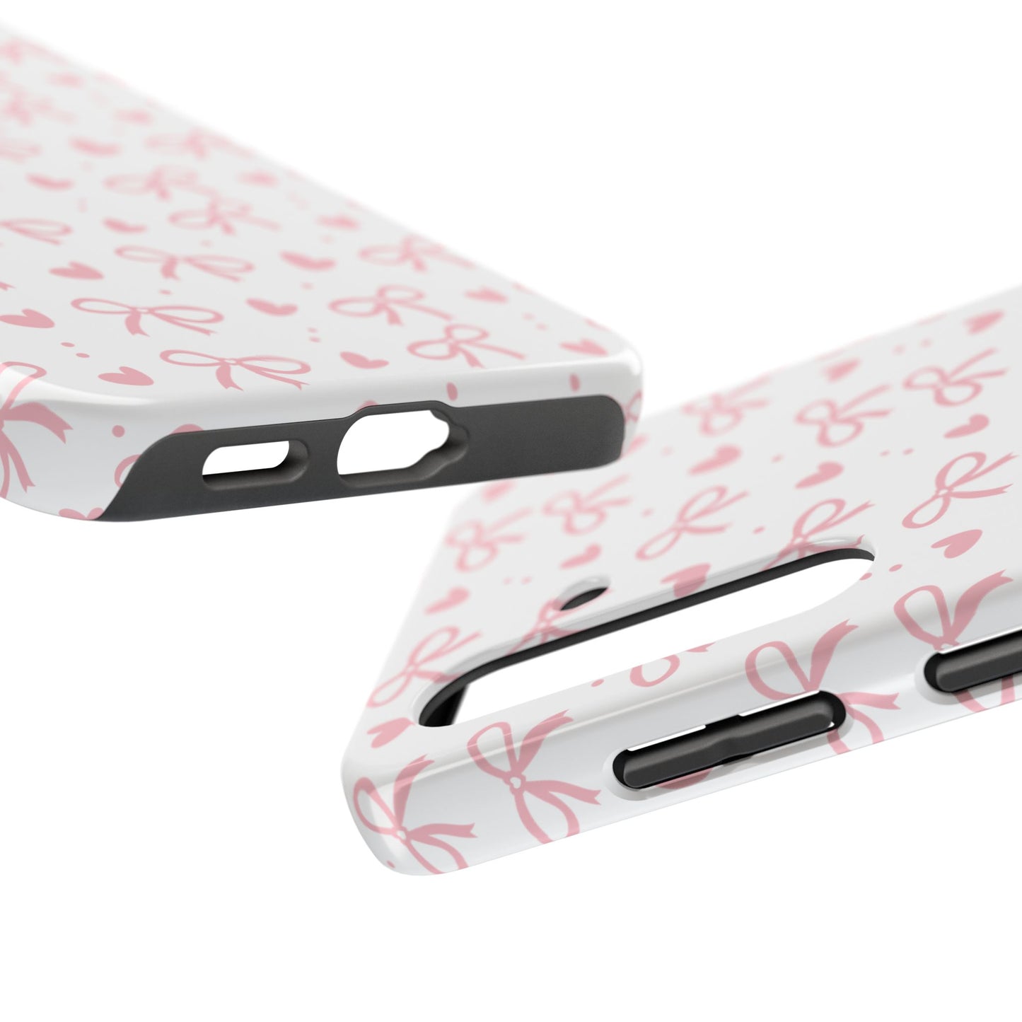Love & Bows Tough Phone Cases for Girls, Cute Phone Cover, Valentine's Day Gift, Girly Accessories, Heart Pattern
