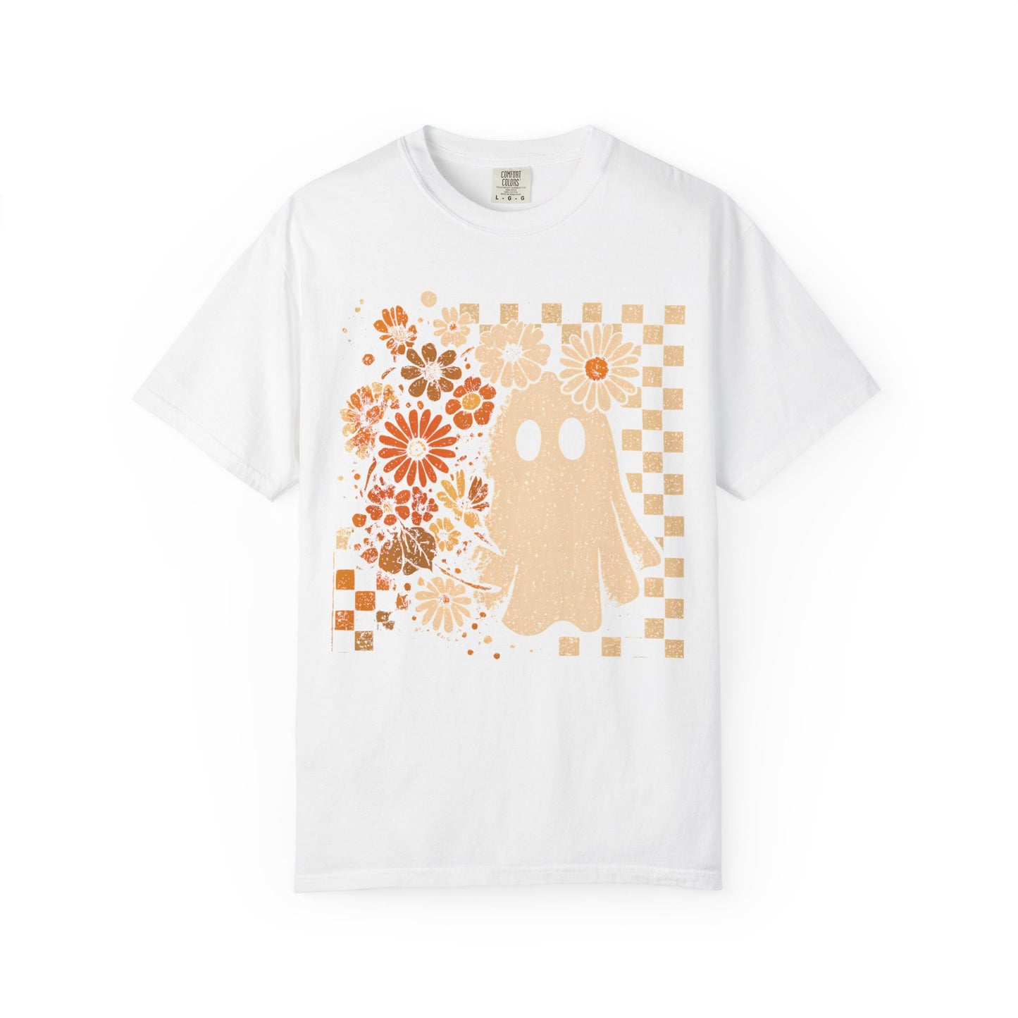 Whimsical Floral Ghost T-shirt, Casual Tee for Art Lovers, Perfect Gift for Halloween, Fall Fashion