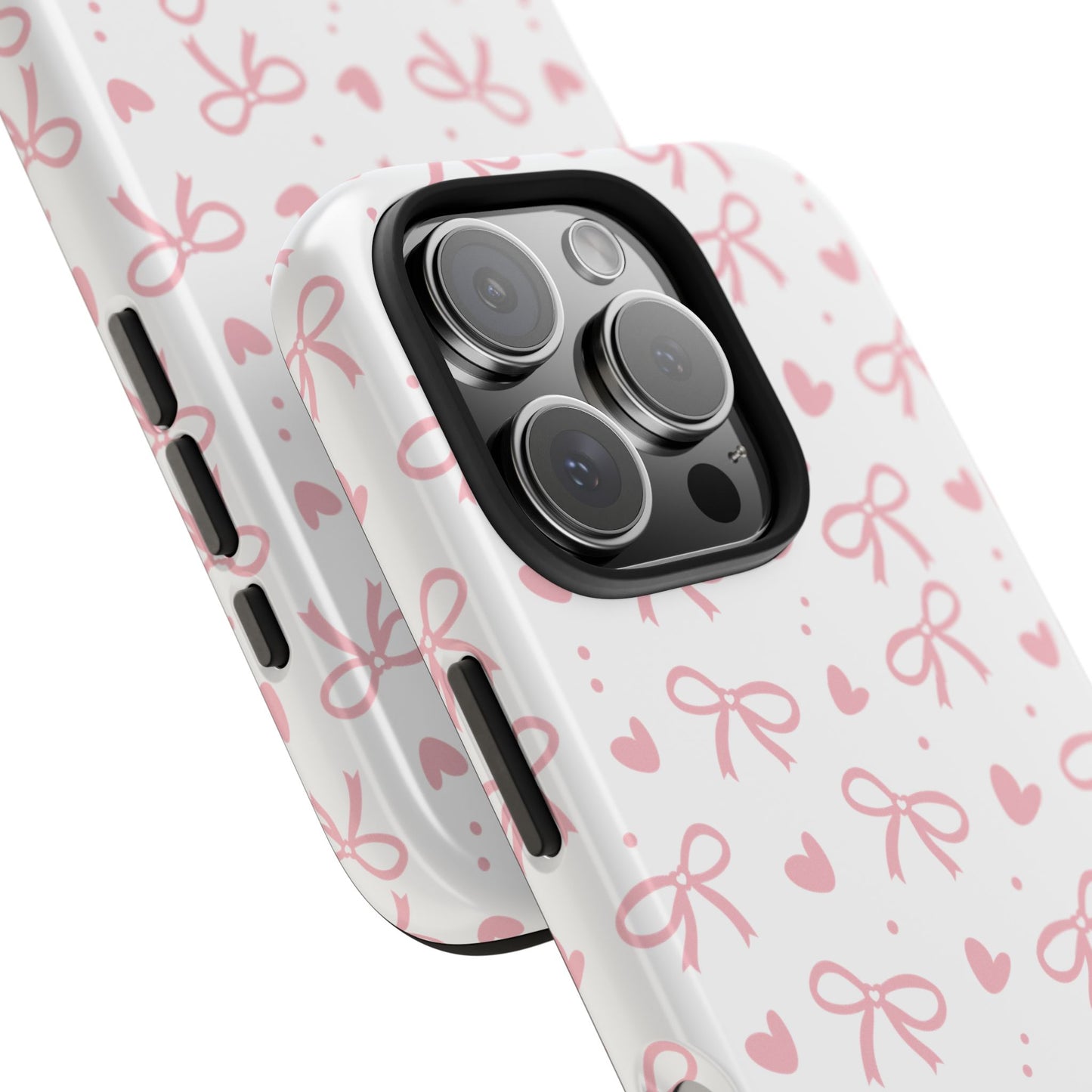 Love & Bows Tough Phone Cases for Girls, Cute Phone Cover, Valentine's Day Gift, Girly Accessories, Heart Pattern