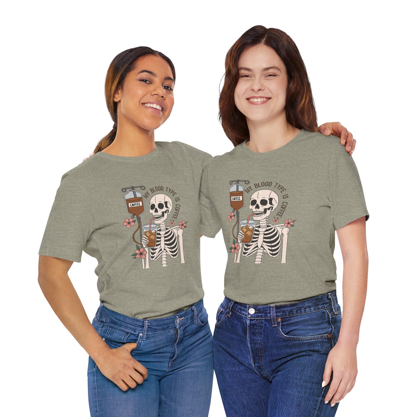 Coffee Lover's Skeleton Tee - Unisex Short Sleeve Shirt, Ideal Gift for Coffee Addicts, Fun Halloween Apparel, Quirky Coffee Shirt