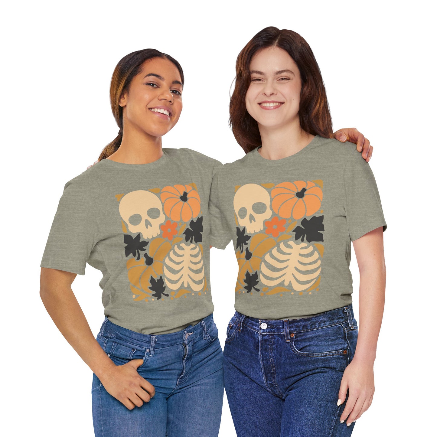 Autumn Vibes Graphic Tee | Halloween Shirt, Fall Apparel, Unisex Tee, Spooky Fashion, Pumpkin Skull Top