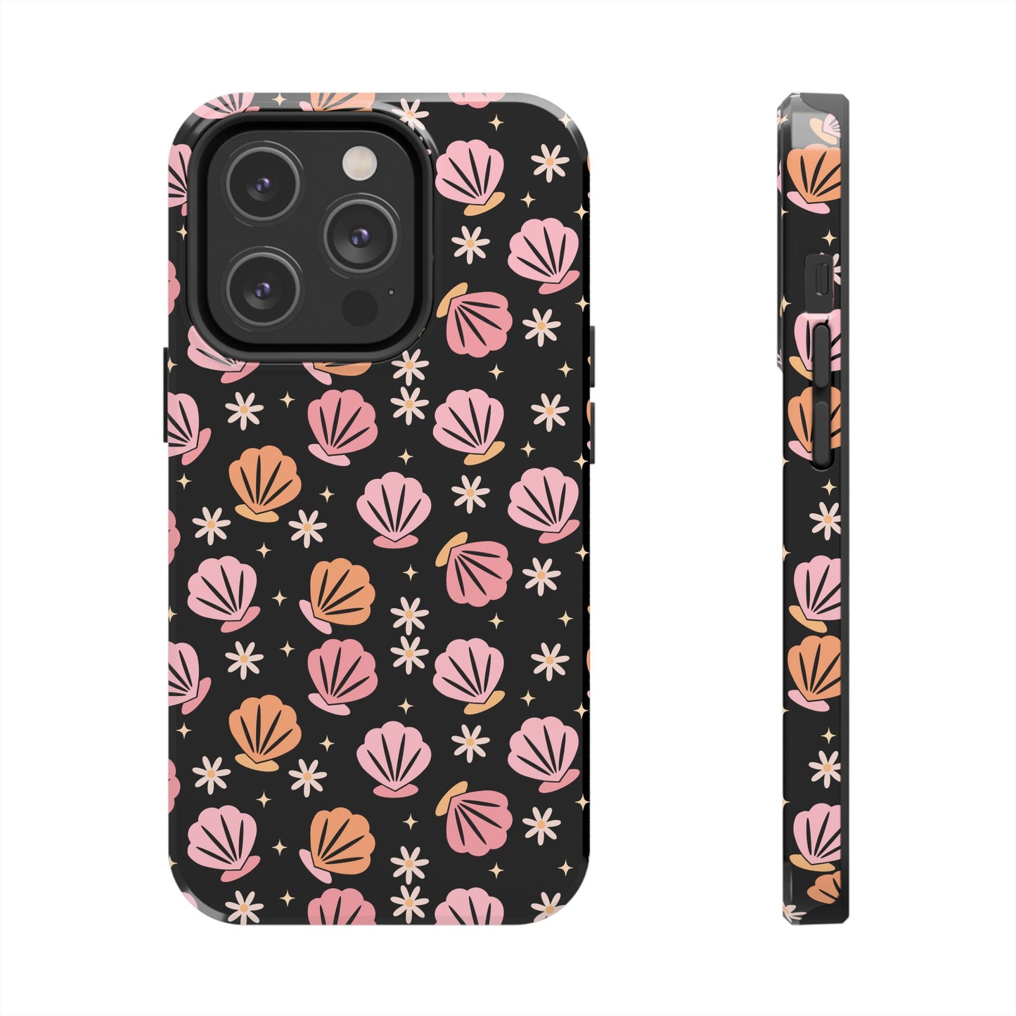 Floral Tough Phone Cases for Trendy Protection, Shell Pattern Phone Cover, Vibrant Floral Case, Girly Gift, Cute Tech Accessories