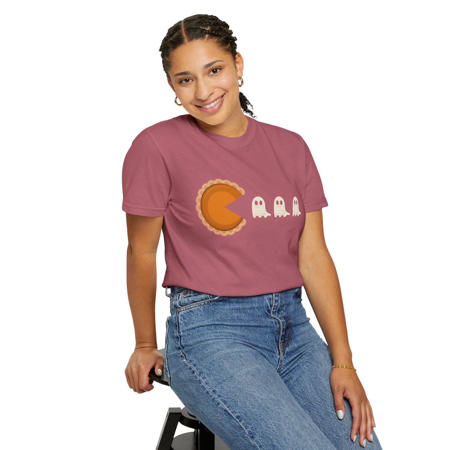 Pac-Man Pumpkin Pie Ghosts Unisex T-Shirt, Halloween Tee, Gamer Shirt, Fun Graphic Top, Gift for Gamers, Casual Wear