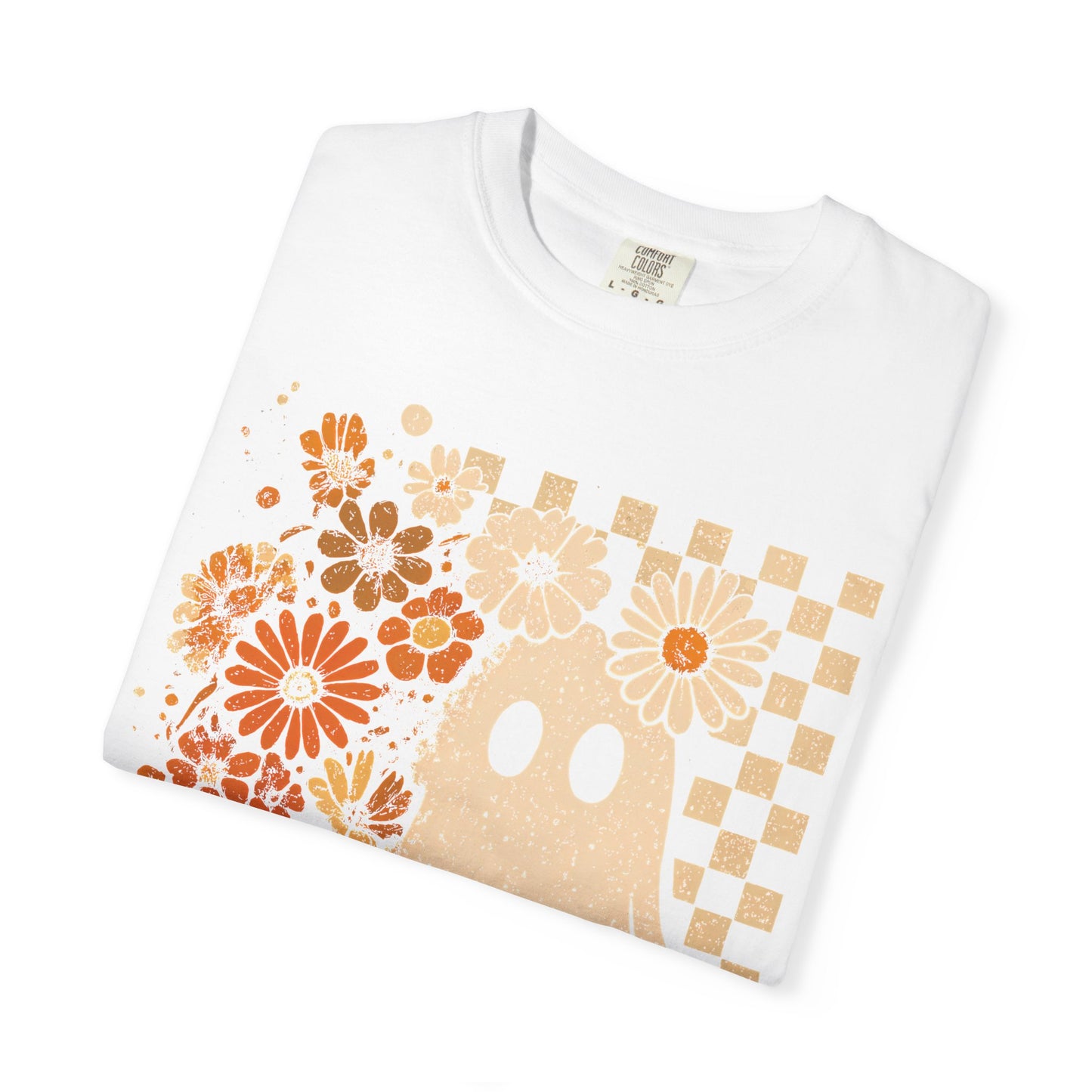 Whimsical Floral Ghost T-shirt, Casual Tee for Art Lovers, Perfect Gift for Halloween, Fall Fashion