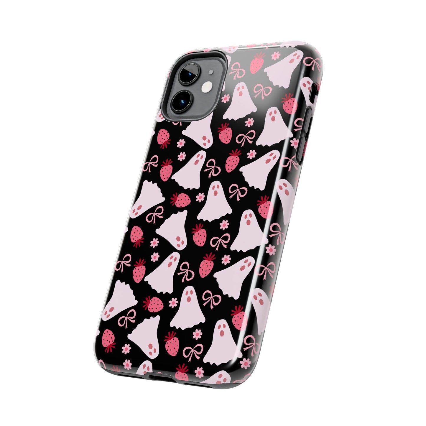 Cute Ghosts and Strawberries Phone Case | Tough Phone Cases, Halloween Accessories, Unique Gift Ideas, Spooky Aesthetic, Everyday Style