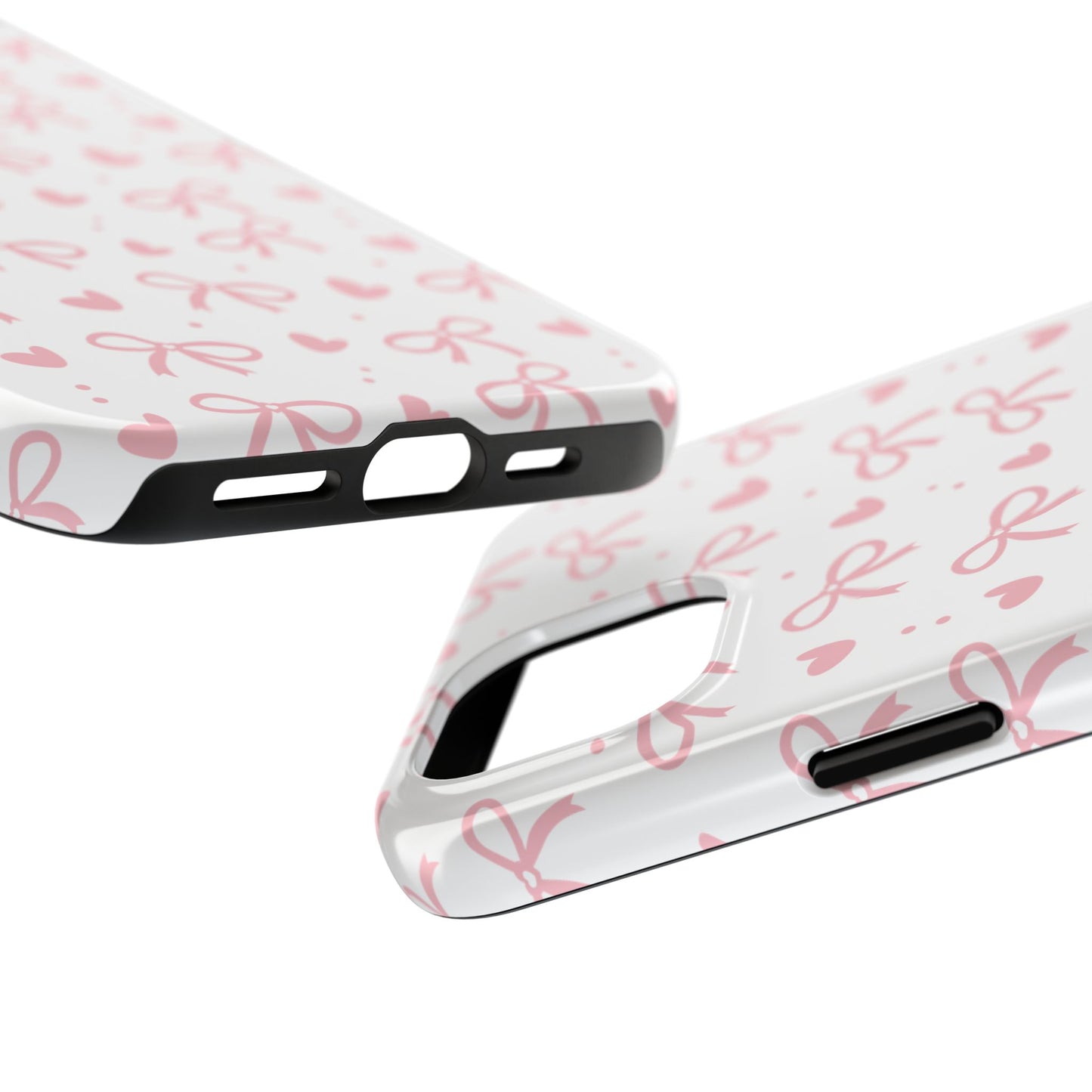 Love & Bows Tough Phone Cases for Girls, Cute Phone Cover, Valentine's Day Gift, Girly Accessories, Heart Pattern