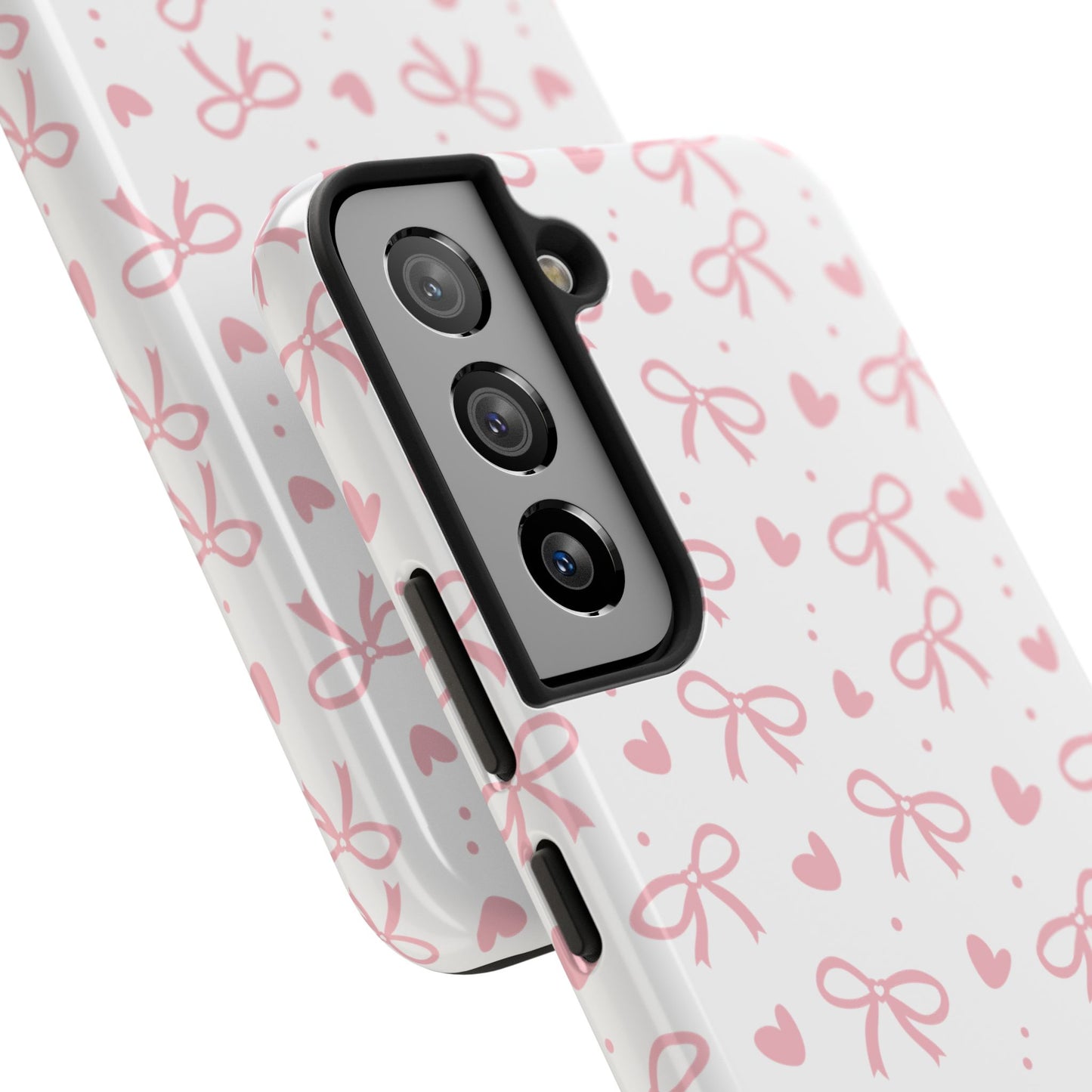 Love & Bows Tough Phone Cases for Girls, Cute Phone Cover, Valentine's Day Gift, Girly Accessories, Heart Pattern