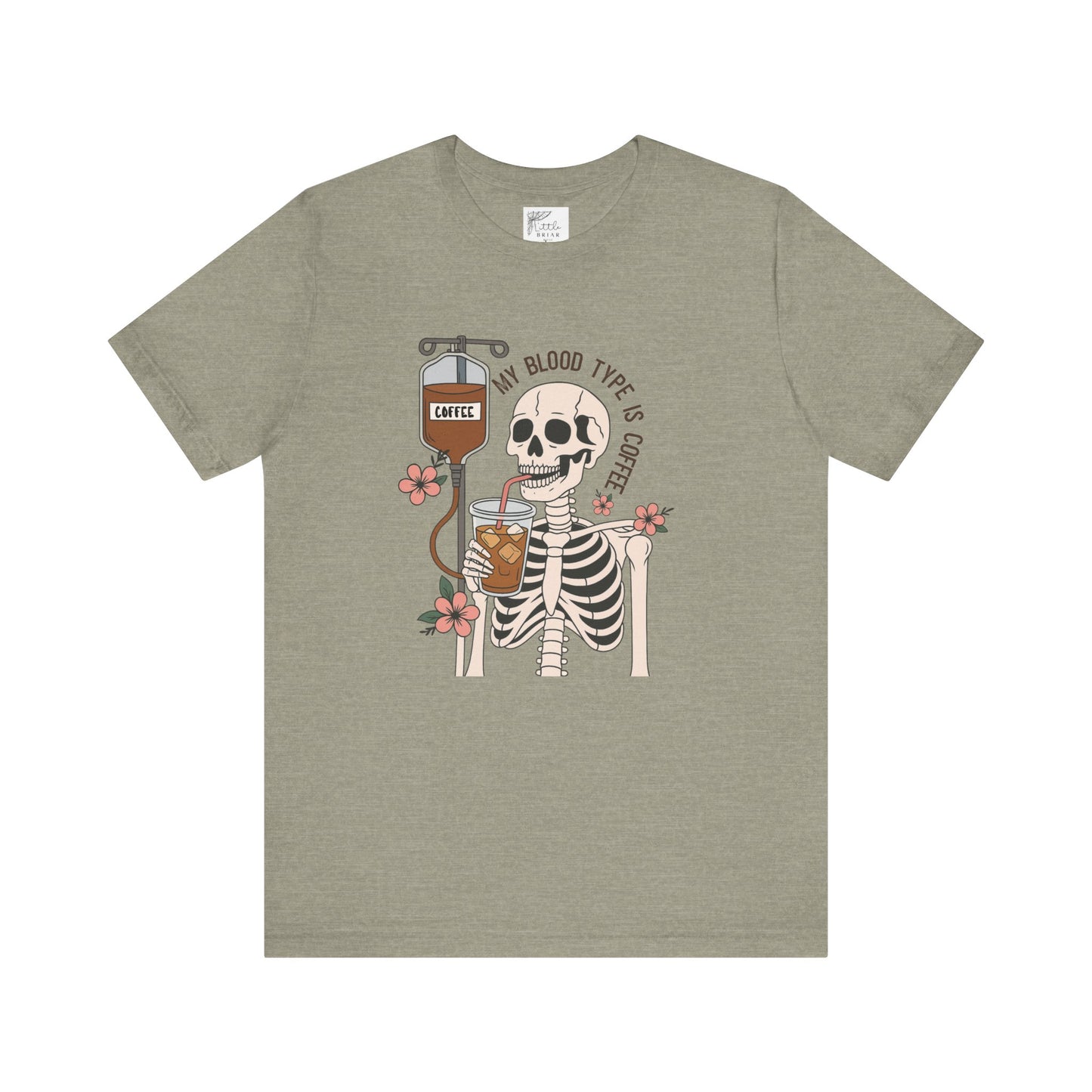 Coffee Lover's Skeleton Tee - Unisex Short Sleeve Shirt, Ideal Gift for Coffee Addicts, Fun Halloween Apparel, Quirky Coffee Shirt