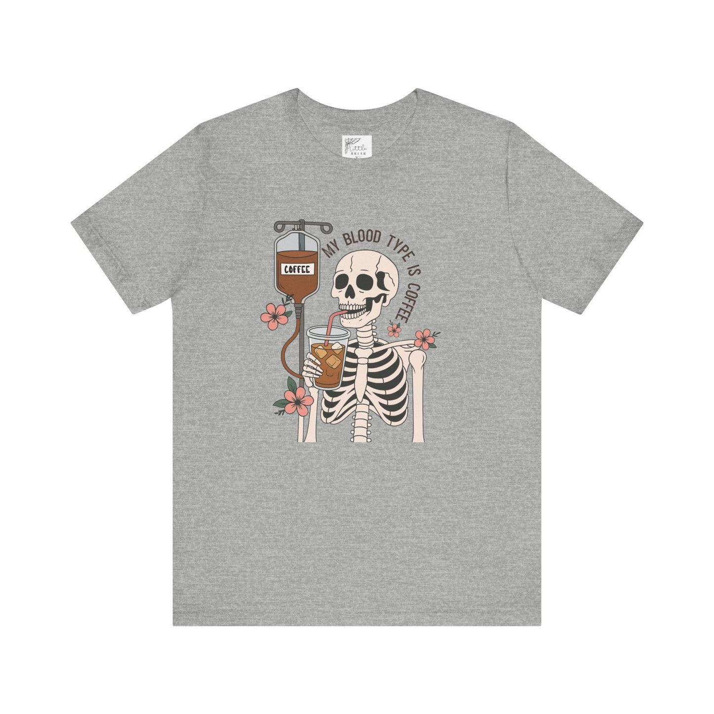 Coffee Lover's Skeleton Tee - Unisex Short Sleeve Shirt, Ideal Gift for Coffee Addicts, Fun Halloween Apparel, Quirky Coffee Shirt