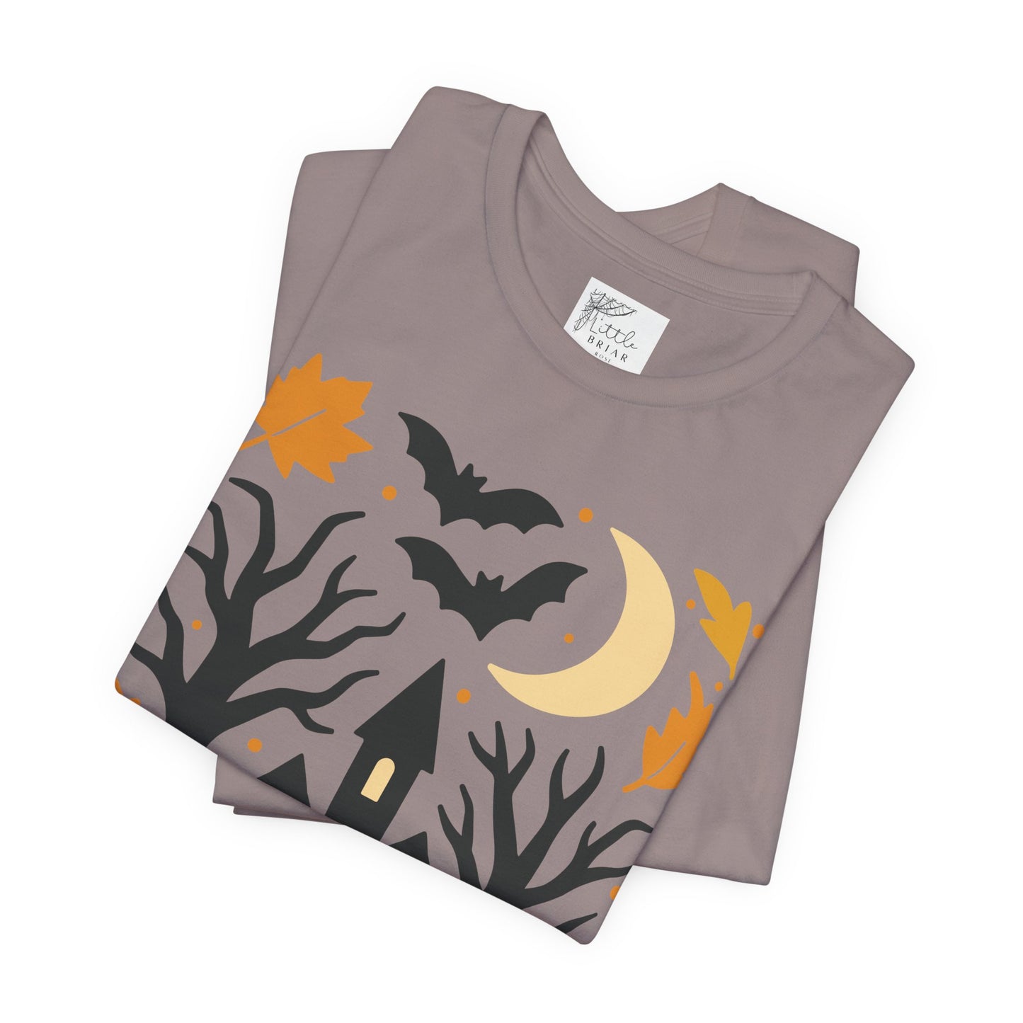 Halloween Haunted House Tee, Spooky Shirt, Fall Apparel, Unisex Halloween Top, Pumpkin & Bat Graphic Tee