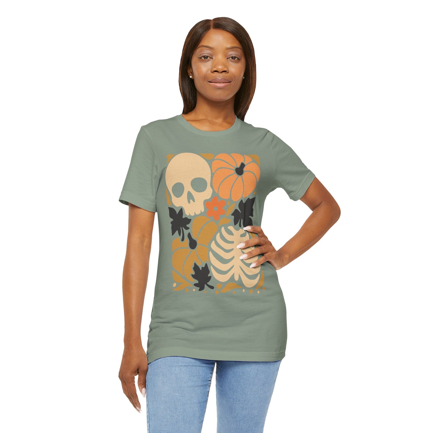 Autumn Vibes Graphic Tee | Halloween Shirt, Fall Apparel, Unisex Tee, Spooky Fashion, Pumpkin Skull Top