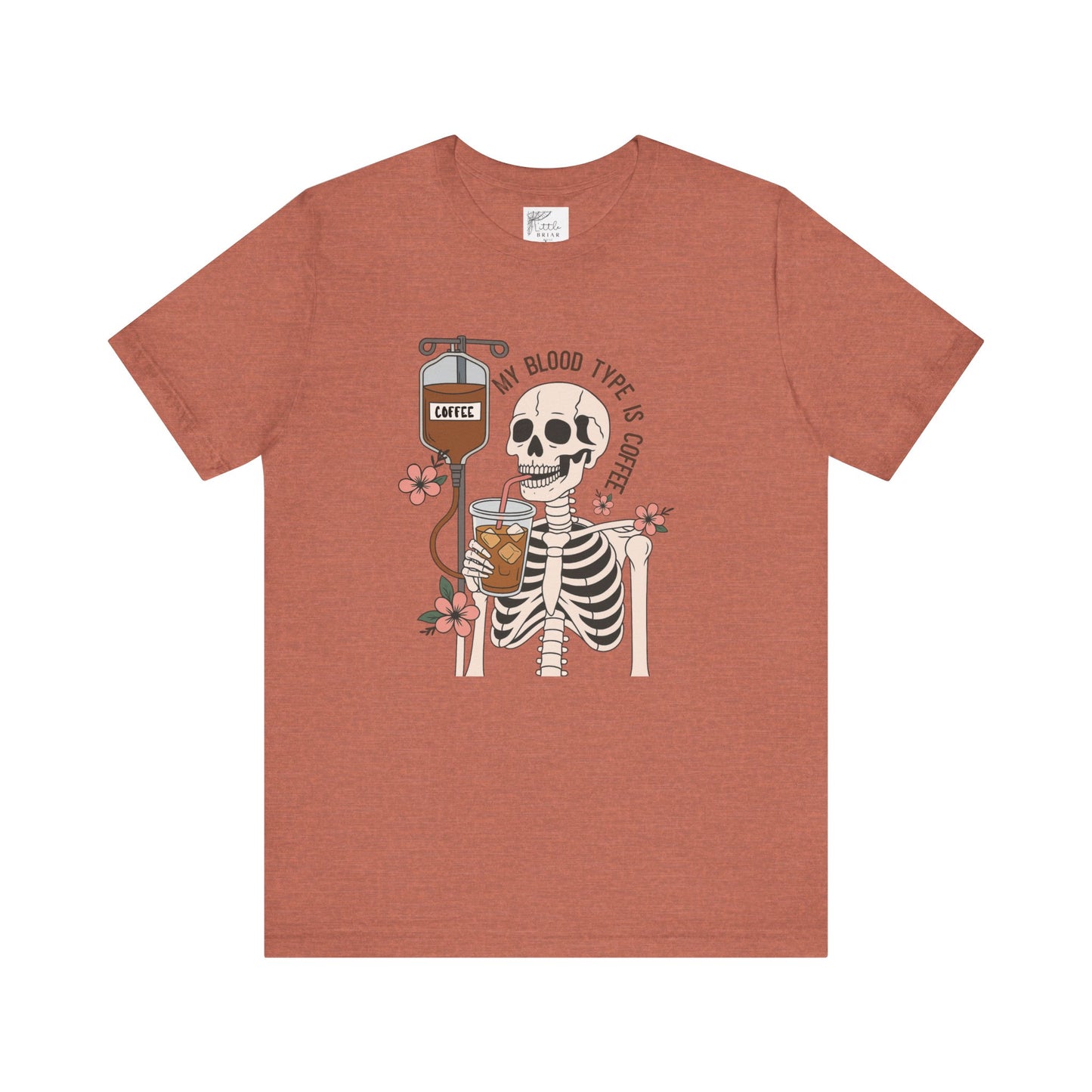Coffee Lover's Skeleton Tee - Unisex Short Sleeve Shirt, Ideal Gift for Coffee Addicts, Fun Halloween Apparel, Quirky Coffee Shirt