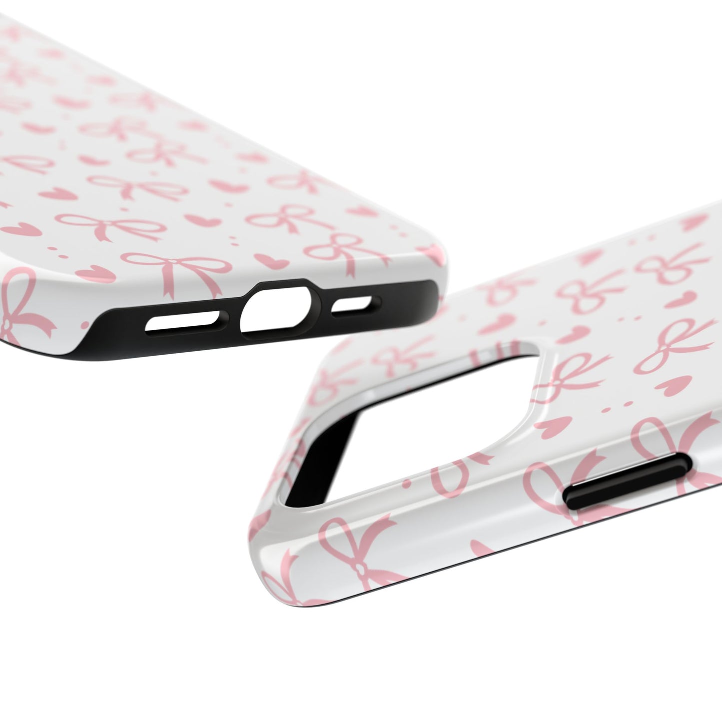 Love & Bows Tough Phone Cases for Girls, Cute Phone Cover, Valentine's Day Gift, Girly Accessories, Heart Pattern