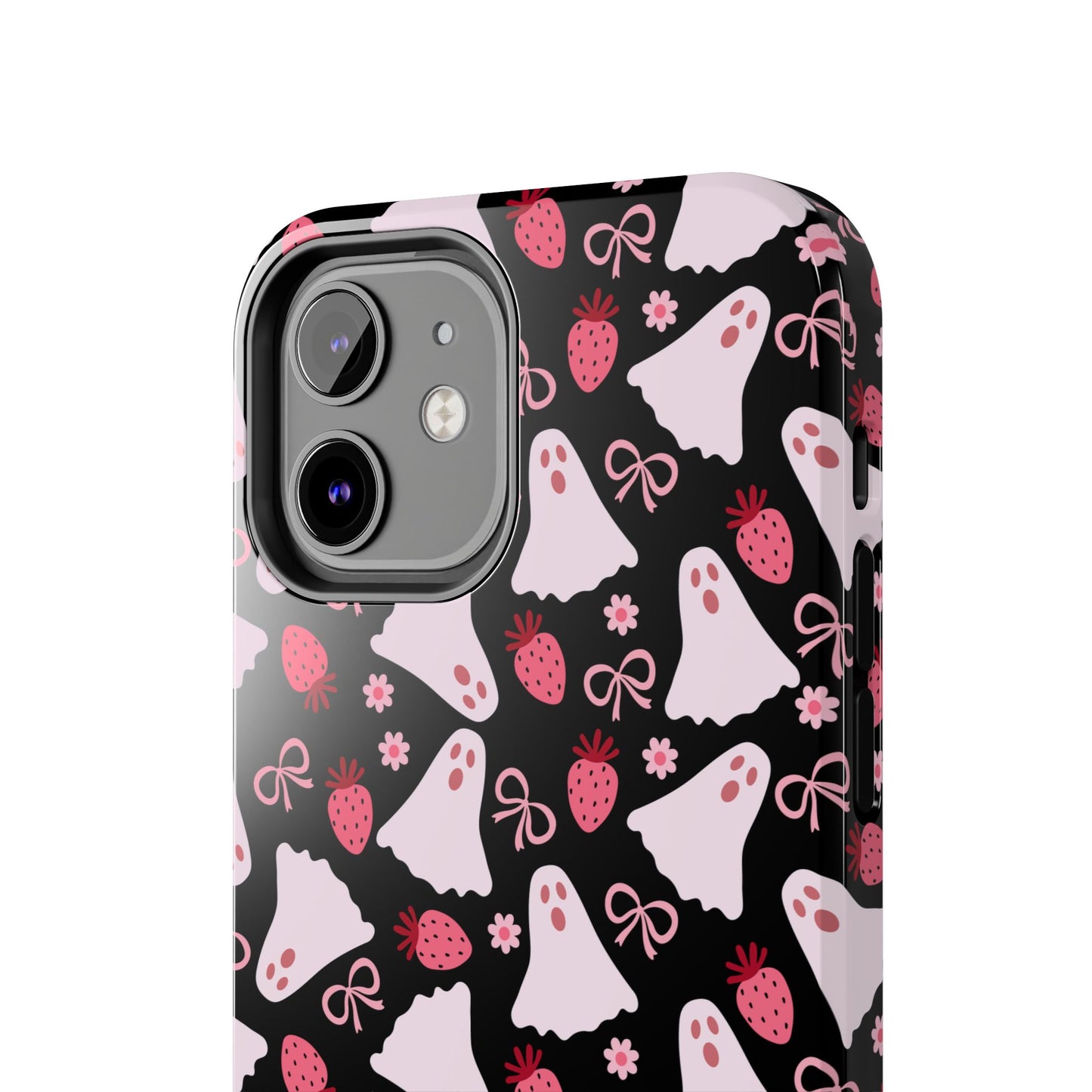 Cute Ghosts and Strawberries Phone Case | Tough Phone Cases, Halloween Accessories, Unique Gift Ideas, Spooky Aesthetic, Everyday Style