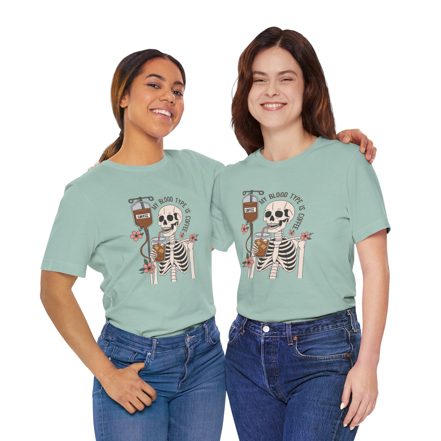 Coffee Lover's Skeleton Tee - Unisex Short Sleeve Shirt, Ideal Gift for Coffee Addicts, Fun Halloween Apparel, Quirky Coffee Shirt