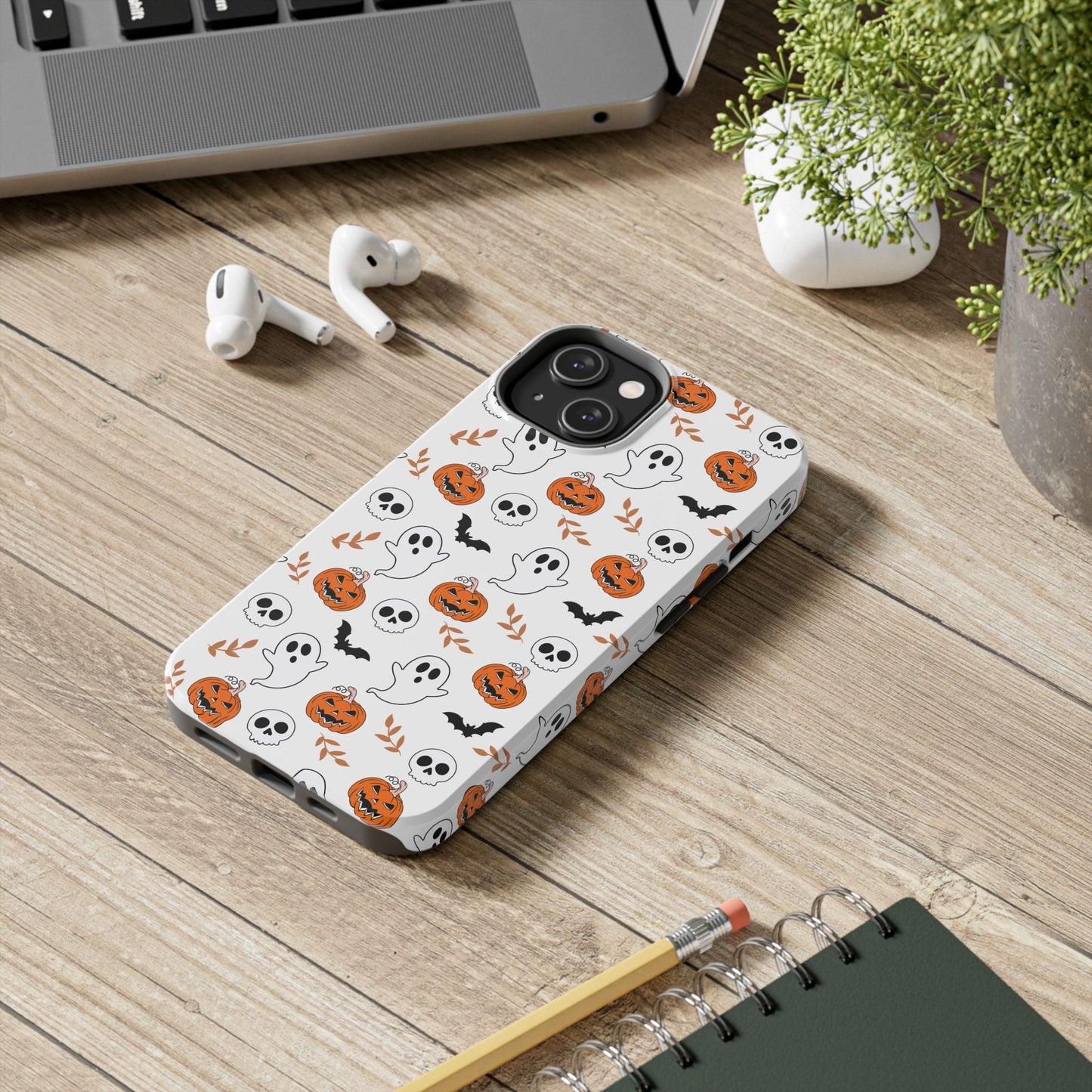 Halloween Themed Tough Phone Cases, Spooky Ghosts & Skulls, Perfect for Fall Decor, Unique Gift for Halloween Lovers, Fun Pumpkin Design