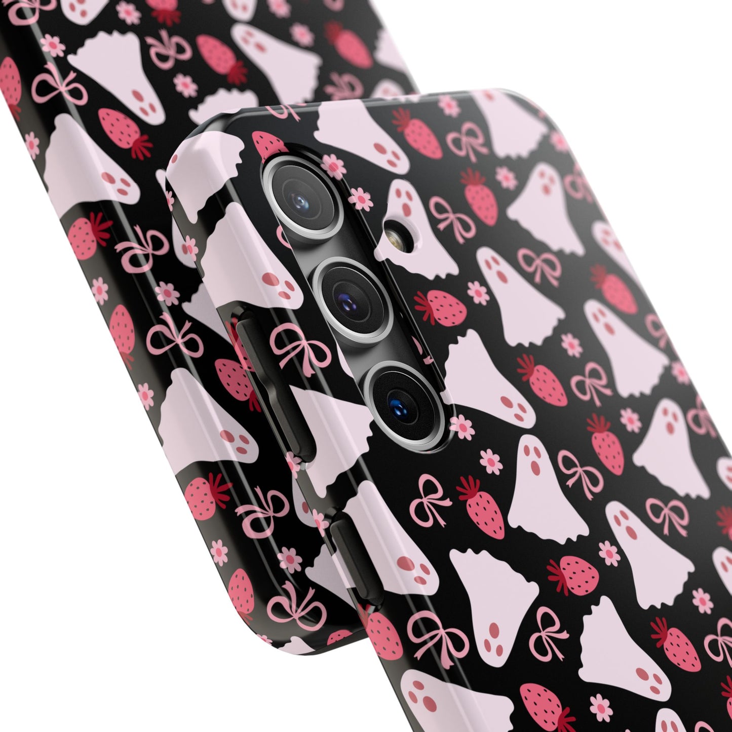 Cute Ghosts and Strawberries Phone Case | Tough Phone Cases, Halloween Accessories, Unique Gift Ideas, Spooky Aesthetic, Everyday Style