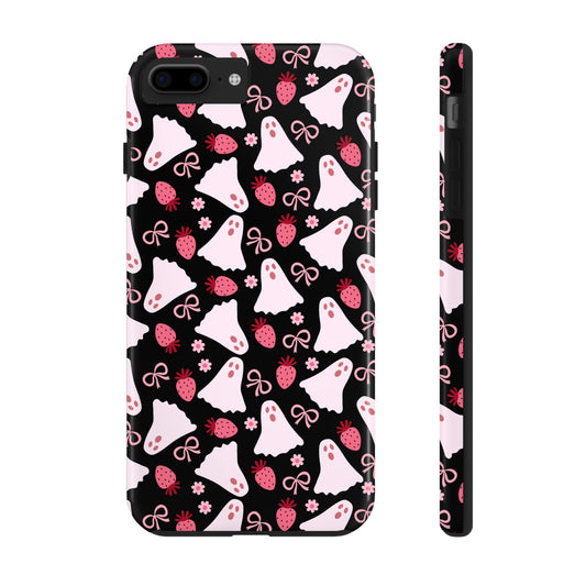 Cute Ghosts and Strawberries Phone Case | Tough Phone Cases, Halloween Accessories, Unique Gift Ideas, Spooky Aesthetic, Everyday Style