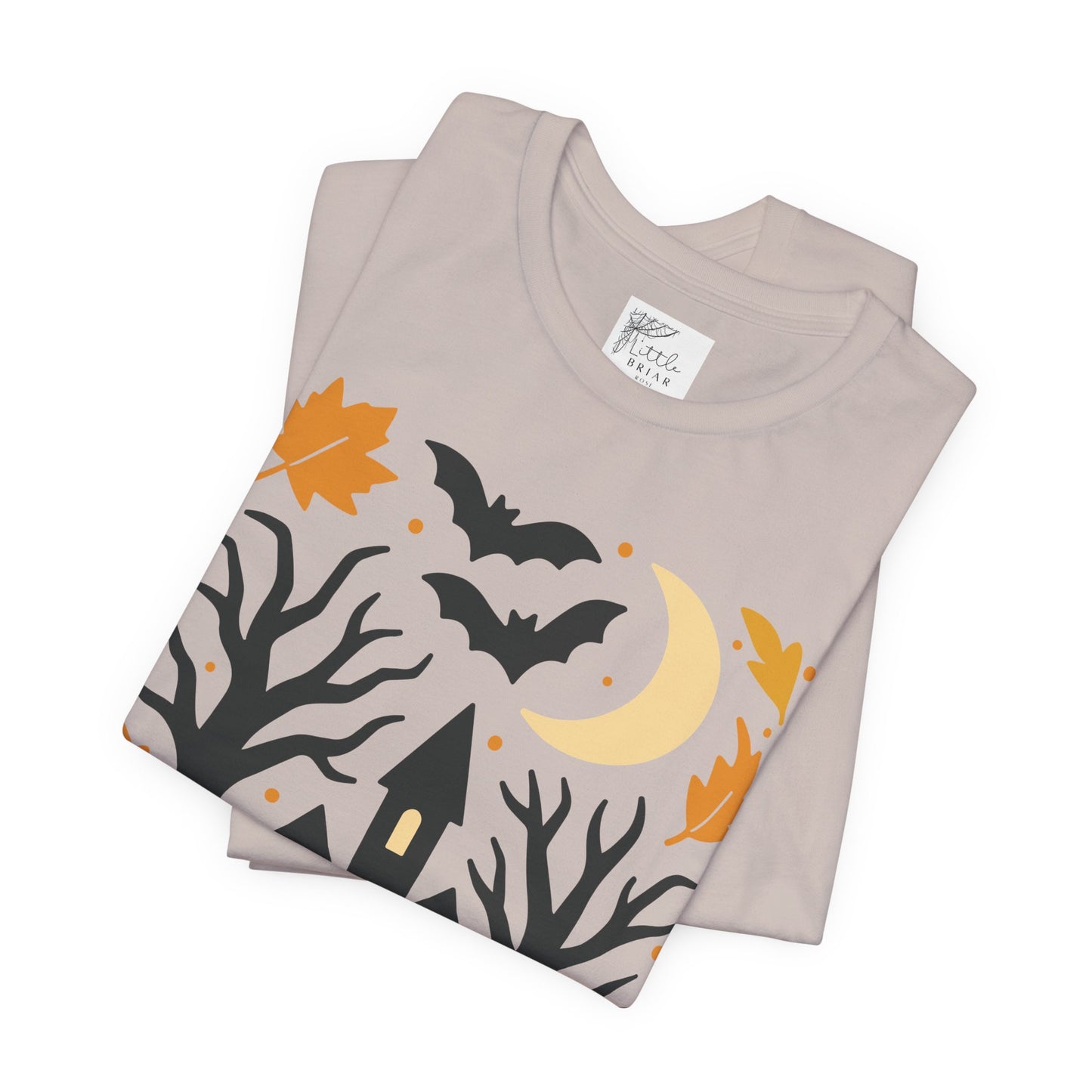 Halloween Haunted House Tee, Spooky Shirt, Fall Apparel, Unisex Halloween Top, Pumpkin & Bat Graphic Tee