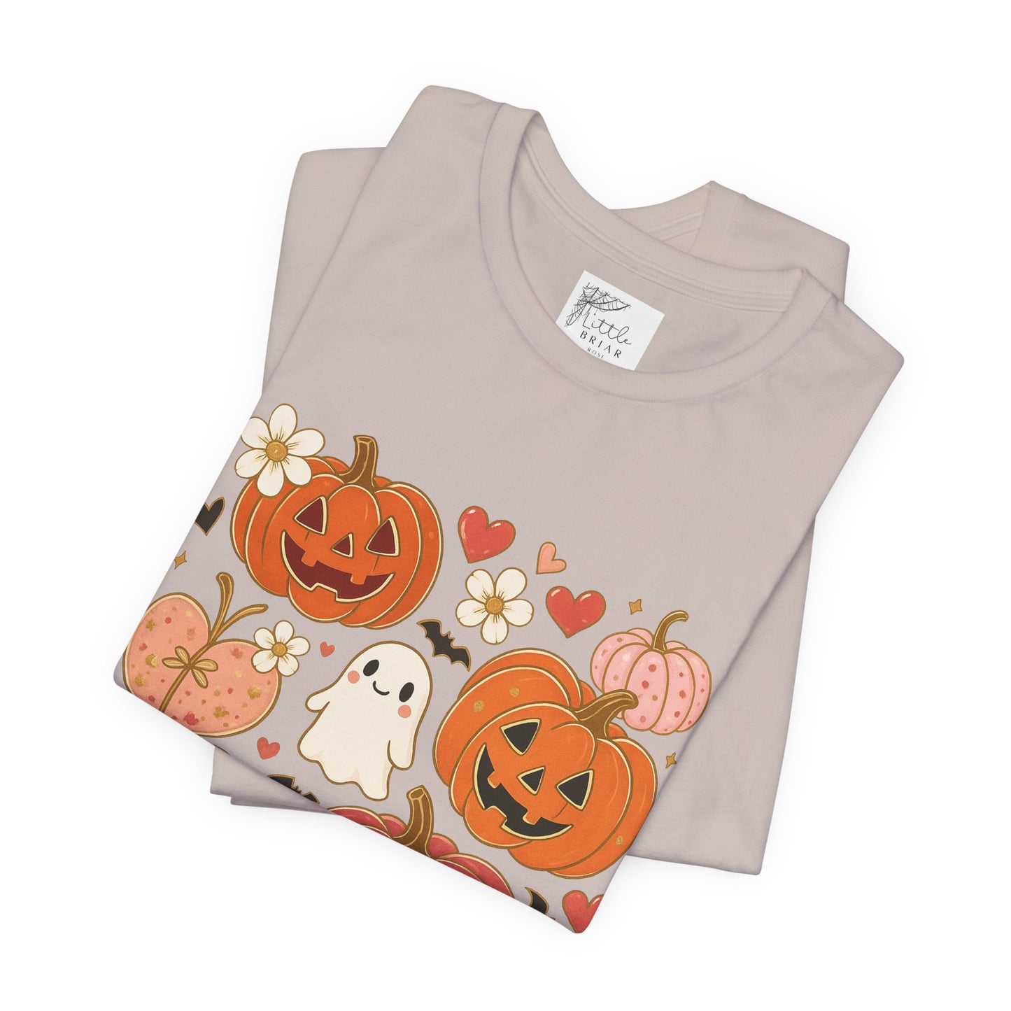 Halloween Ghost & Pumpkin Tee, Perfect for Fall, Halloween Parties, Cozy Autumn Wear, Unisex T-Shirt, Seasonal Gift Idea