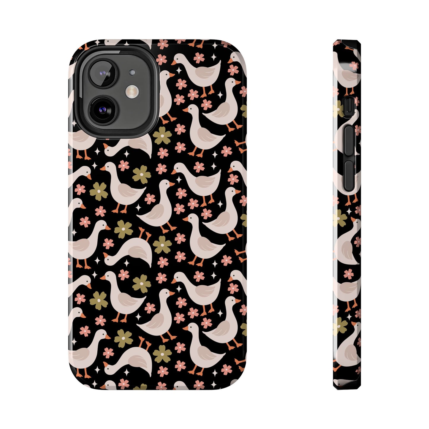 Cute Duck Pattern Phone Case, Stylish Tough Case, Gift for Duck Lovers, Floral Design, Unique Mobile Cover