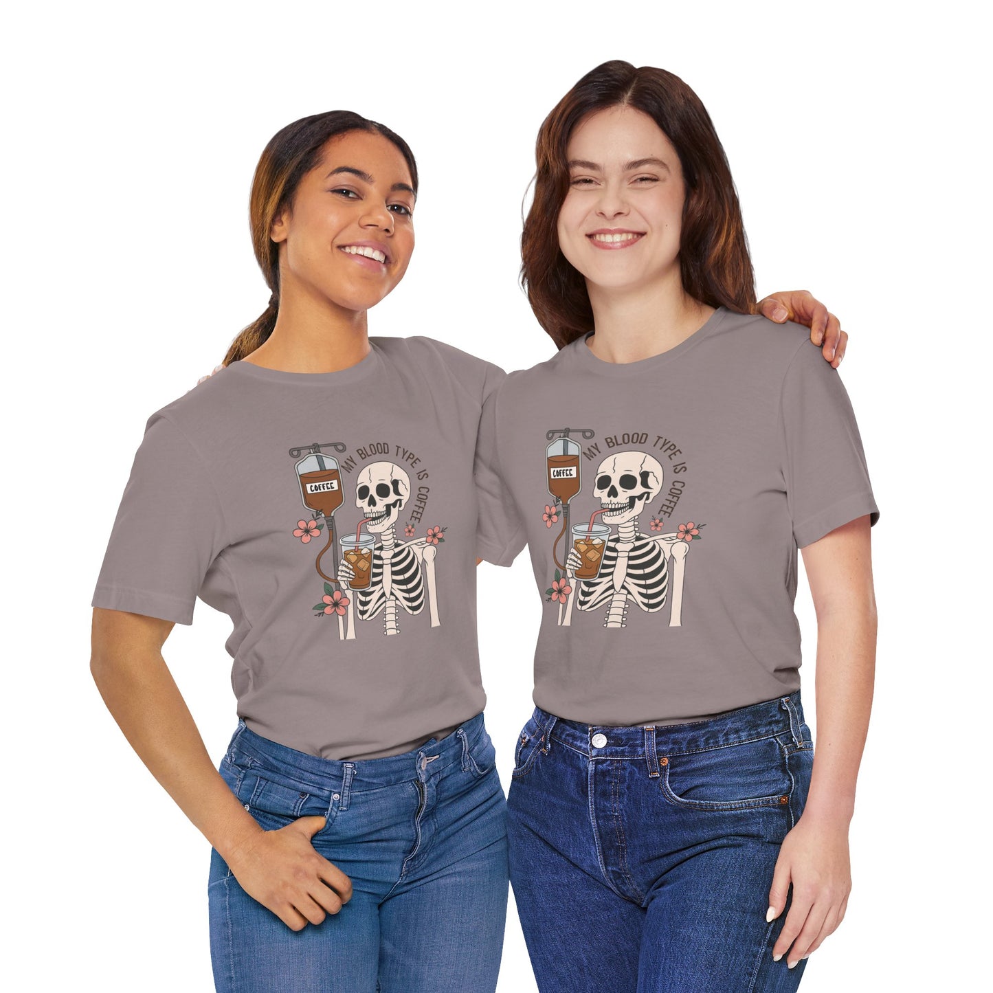 Coffee Lover's Skeleton Tee - Unisex Short Sleeve Shirt, Ideal Gift for Coffee Addicts, Fun Halloween Apparel, Quirky Coffee Shirt