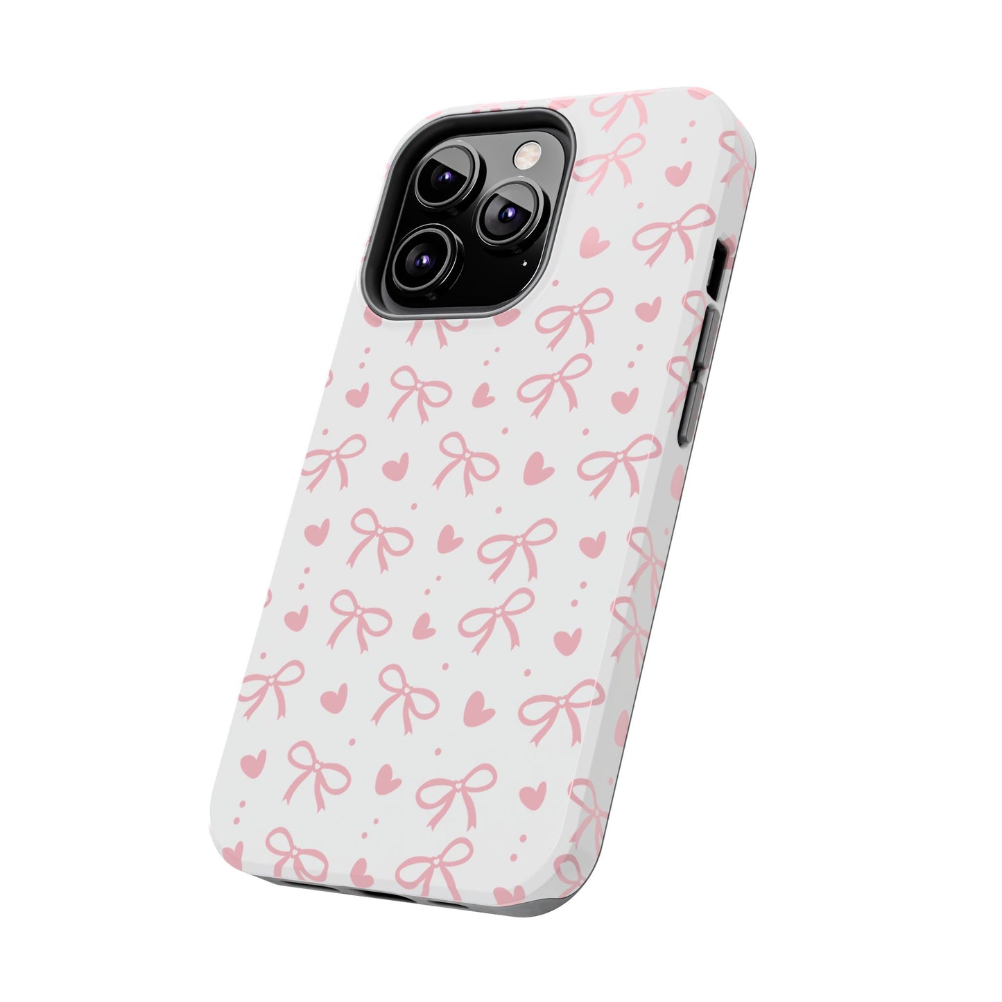 Love & Bows Tough Phone Cases for Girls, Cute Phone Cover, Valentine's Day Gift, Girly Accessories, Heart Pattern