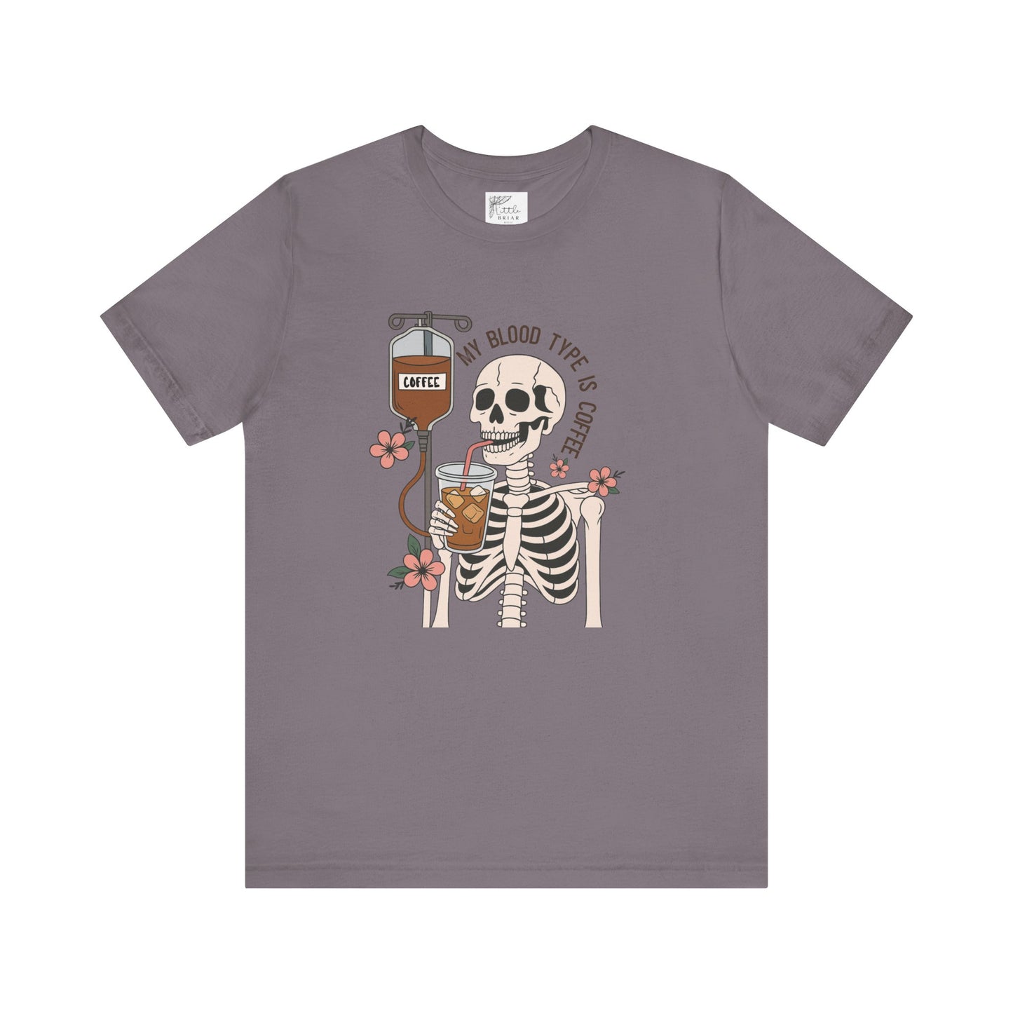 Coffee Lover's Skeleton Tee - Unisex Short Sleeve Shirt, Ideal Gift for Coffee Addicts, Fun Halloween Apparel, Quirky Coffee Shirt