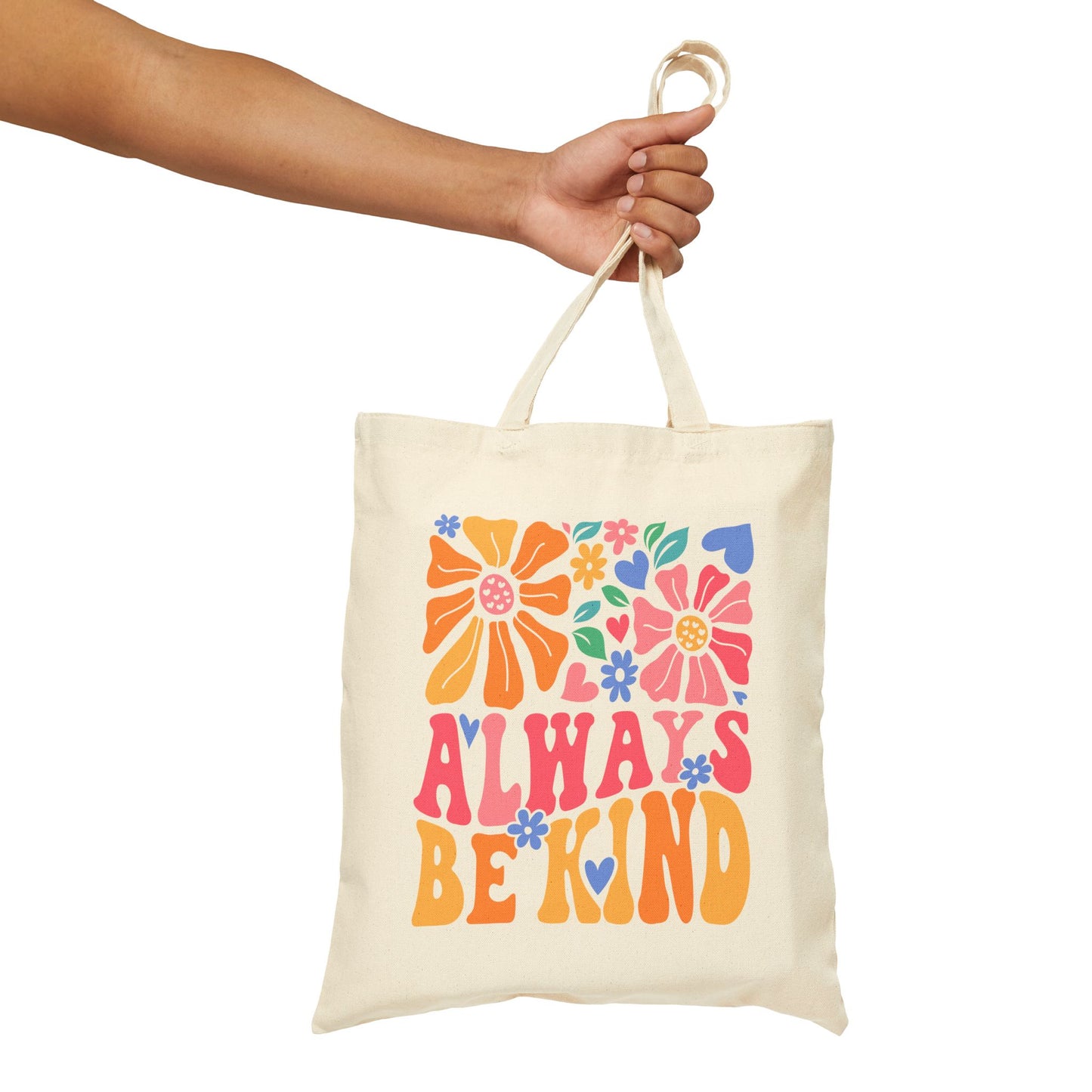 Always Be Kind Tote Bag, Eco-Friendly Shopping Bag, Floral Canvas Bag, Reusable Grocery Tote, Gift for Her, Beach Bag