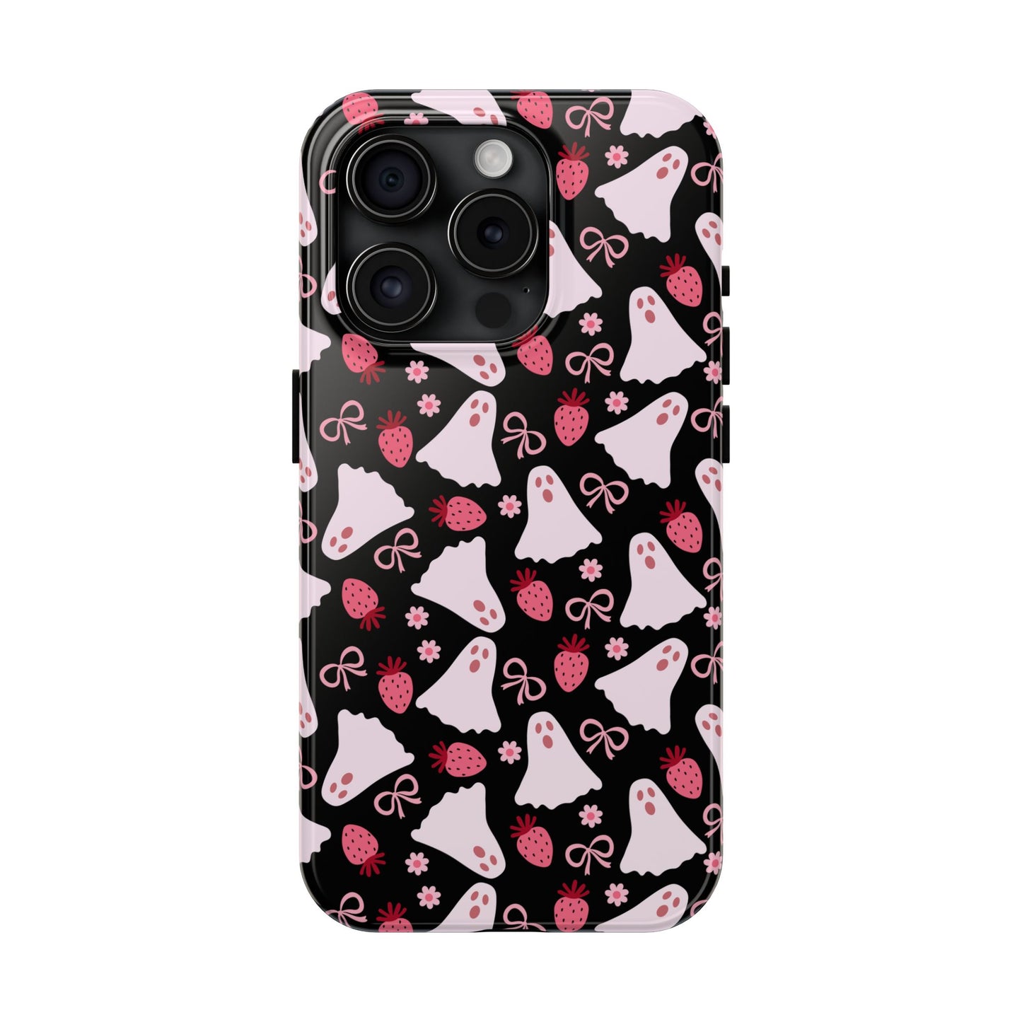 Cute Ghosts and Strawberries Phone Case | Tough Phone Cases, Halloween Accessories, Unique Gift Ideas, Spooky Aesthetic, Everyday Style