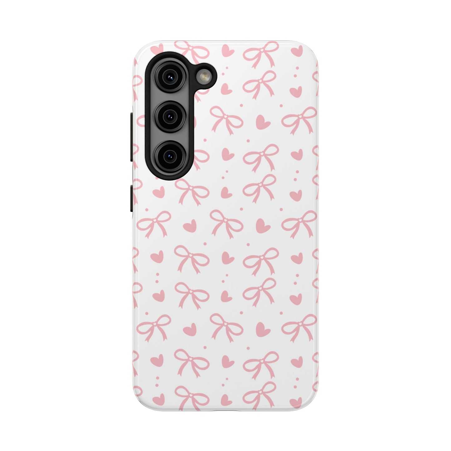 Love & Bows Tough Phone Cases for Girls, Cute Phone Cover, Valentine's Day Gift, Girly Accessories, Heart Pattern
