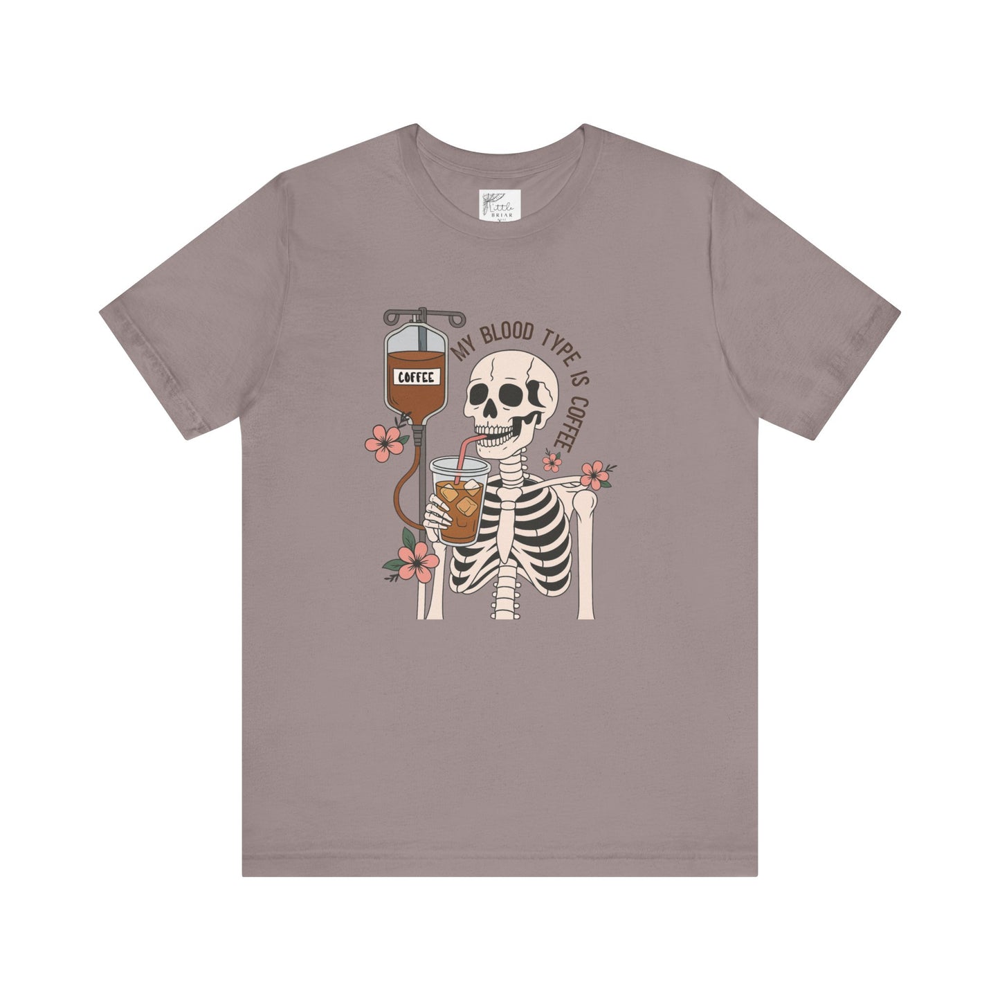 Coffee Lover's Skeleton Tee - Unisex Short Sleeve Shirt, Ideal Gift for Coffee Addicts, Fun Halloween Apparel, Quirky Coffee Shirt