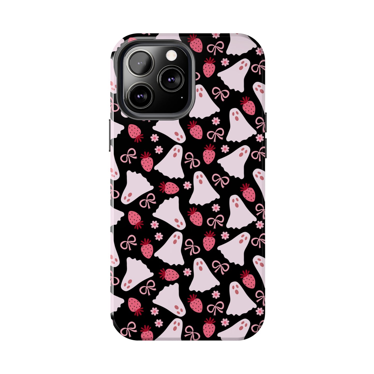 Cute Ghosts and Strawberries Phone Case | Tough Phone Cases, Halloween Accessories, Unique Gift Ideas, Spooky Aesthetic, Everyday Style