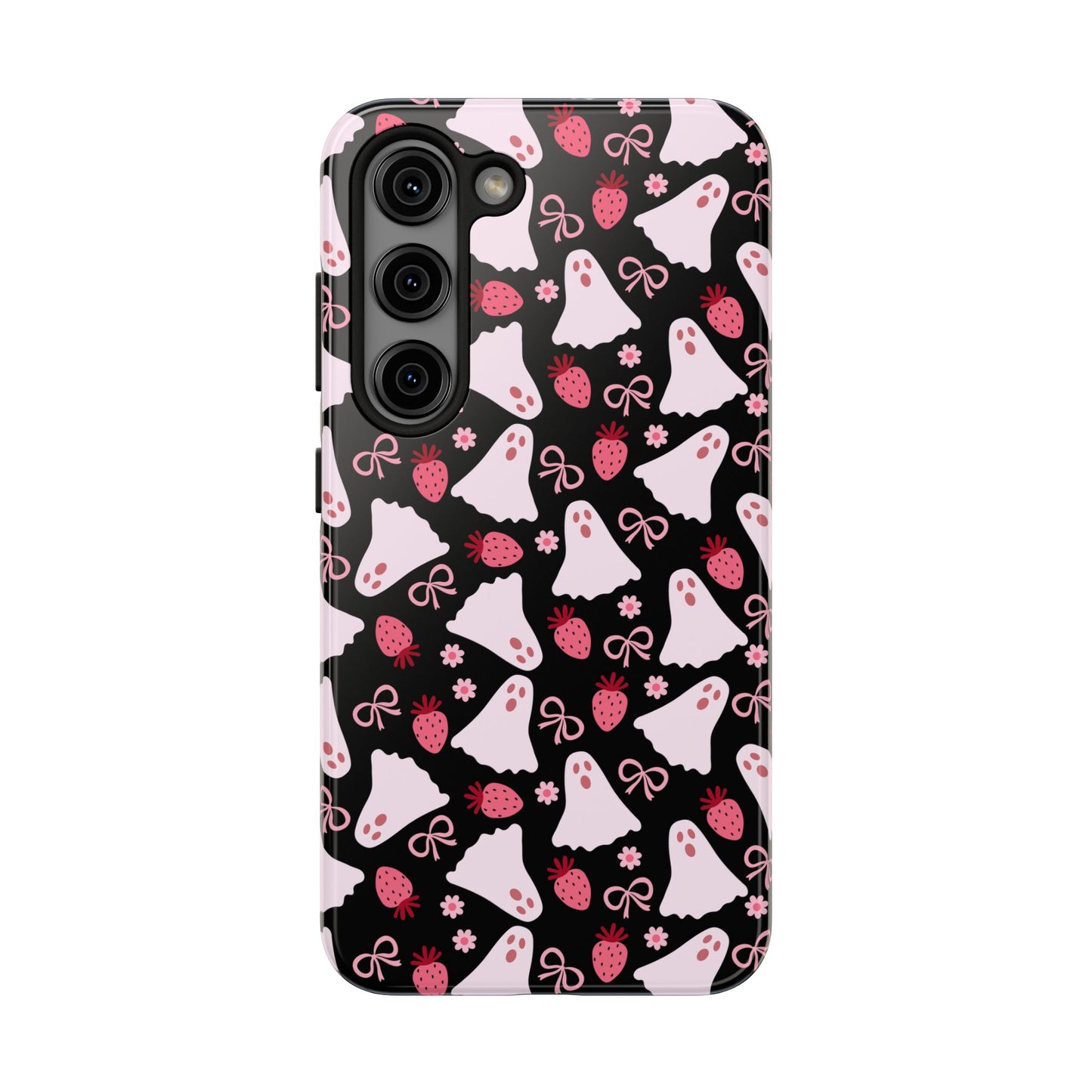 Cute Ghosts and Strawberries Phone Case | Tough Phone Cases, Halloween Accessories, Unique Gift Ideas, Spooky Aesthetic, Everyday Style
