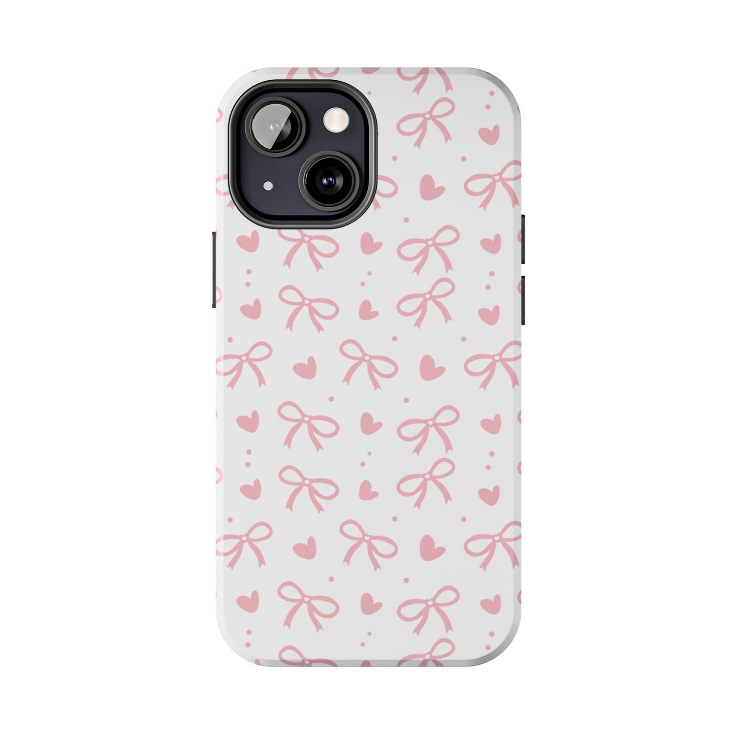 Love & Bows Tough Phone Cases for Girls, Cute Phone Cover, Valentine's Day Gift, Girly Accessories, Heart Pattern