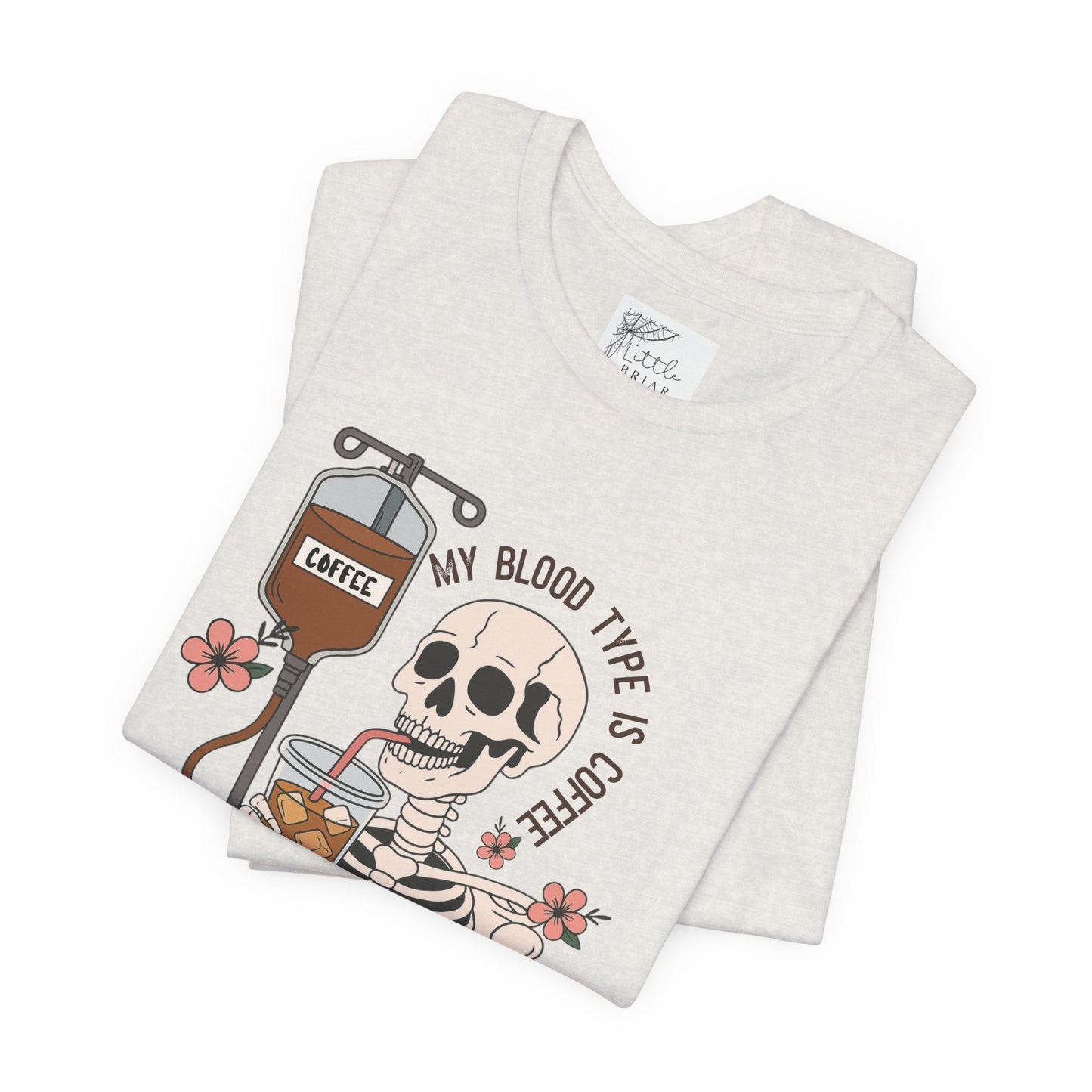 Coffee Lover's Skeleton Tee - Unisex Short Sleeve Shirt, Ideal Gift for Coffee Addicts, Fun Halloween Apparel, Quirky Coffee Shirt