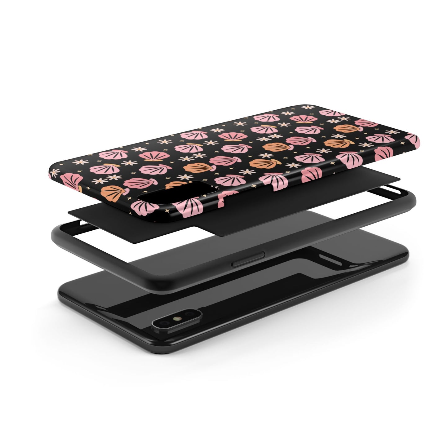 Floral Tough Phone Cases for Trendy Protection, Shell Pattern Phone Cover, Vibrant Floral Case, Girly Gift, Cute Tech Accessories
