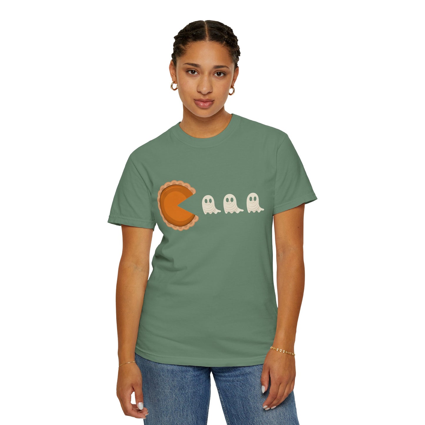 Pac-Man Pumpkin Pie Ghosts Unisex T-Shirt, Halloween Tee, Gamer Shirt, Fun Graphic Top, Gift for Gamers, Casual Wear