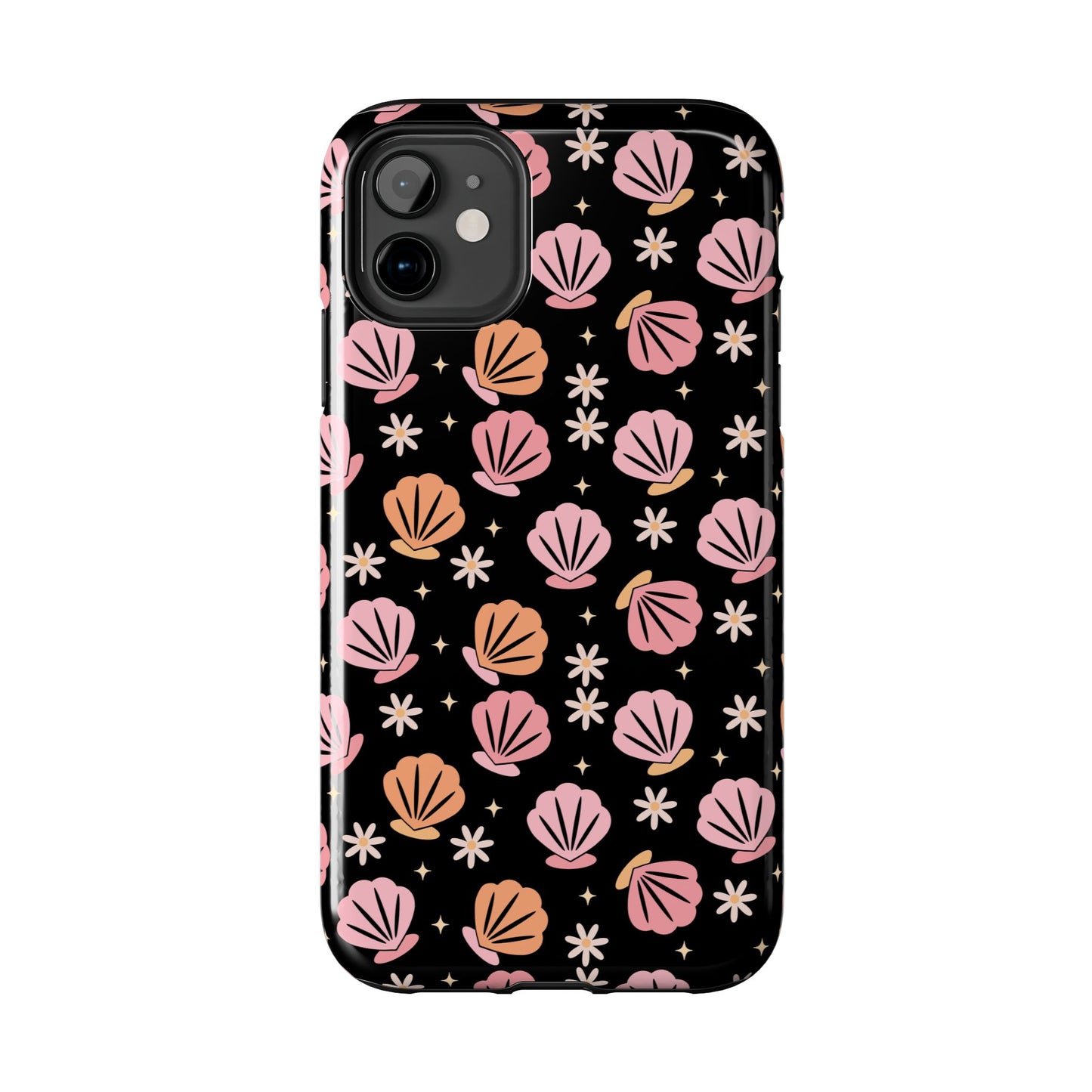 Floral Tough Phone Cases for Trendy Protection, Shell Pattern Phone Cover, Vibrant Floral Case, Girly Gift, Cute Tech Accessories
