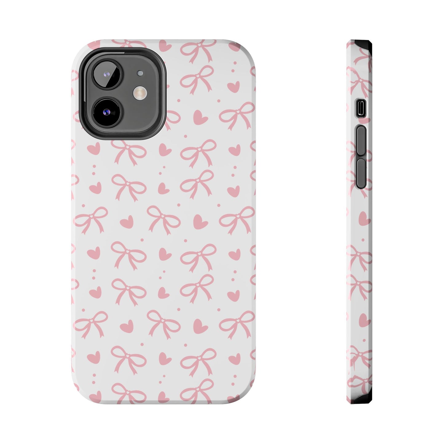 Love & Bows Tough Phone Cases for Girls, Cute Phone Cover, Valentine's Day Gift, Girly Accessories, Heart Pattern