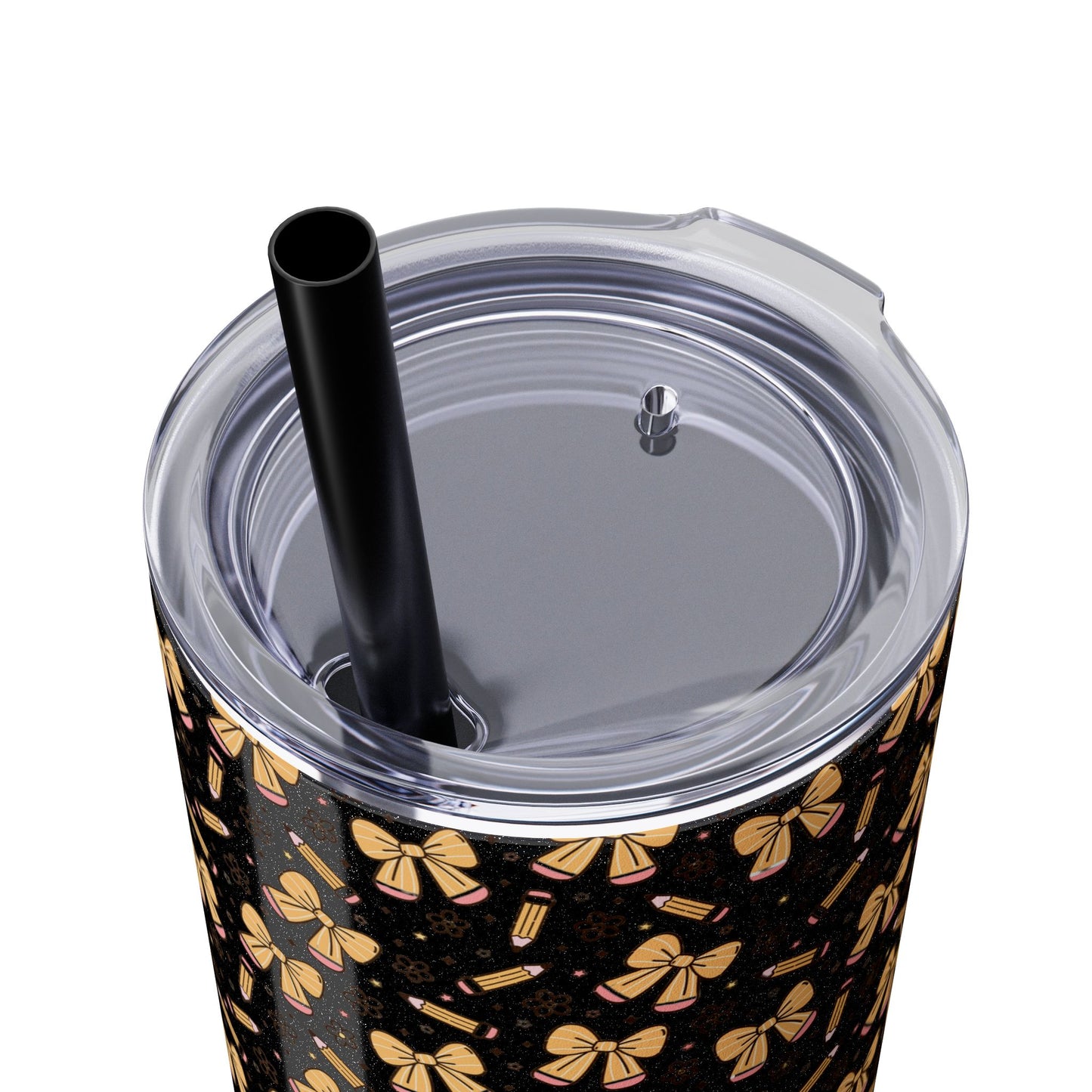 Butterfly Pattern Skinny Tumbler with Straw, Floral Travel Mug, Cute Drinkware, Summer Outing Accessory, Gift for Her