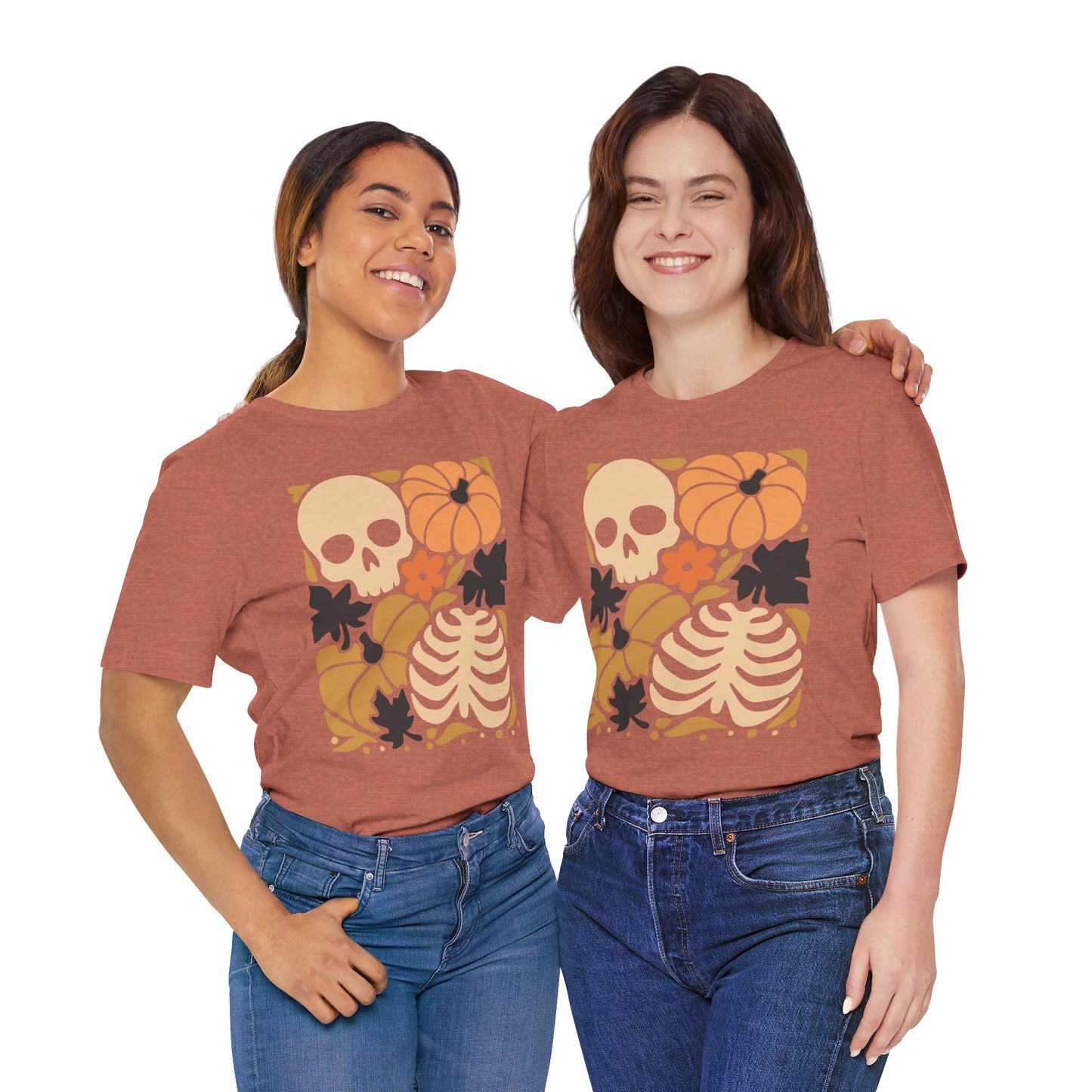 Autumn Vibes Graphic Tee | Halloween Shirt, Fall Apparel, Unisex Tee, Spooky Fashion, Pumpkin Skull Top