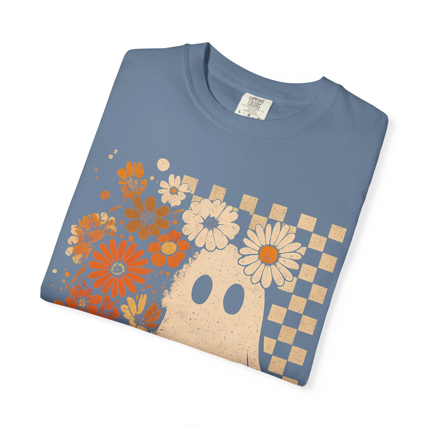 Whimsical Floral Ghost T-shirt, Casual Tee for Art Lovers, Perfect Gift for Halloween, Fall Fashion