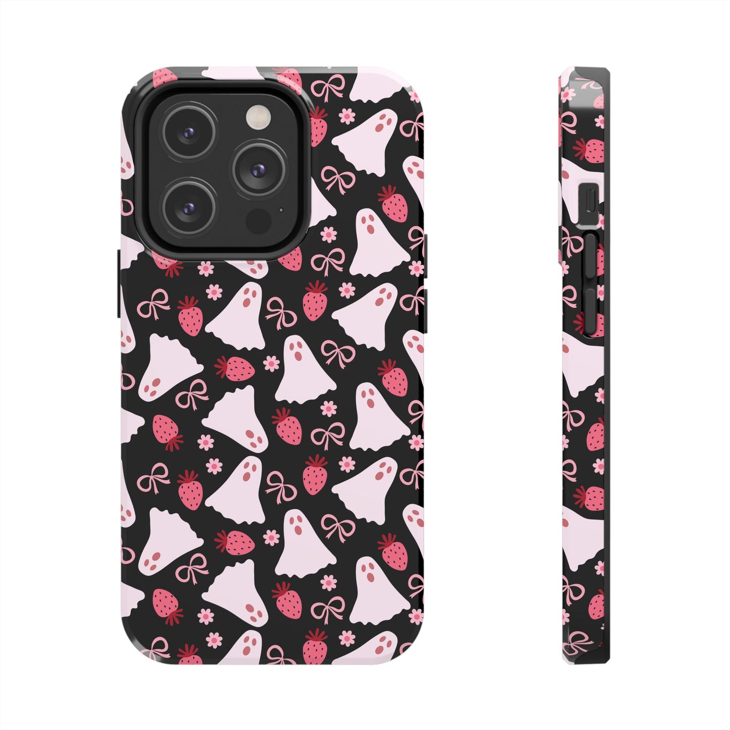 Cute Ghosts and Strawberries Phone Case | Tough Phone Cases, Halloween Accessories, Unique Gift Ideas, Spooky Aesthetic, Everyday Style