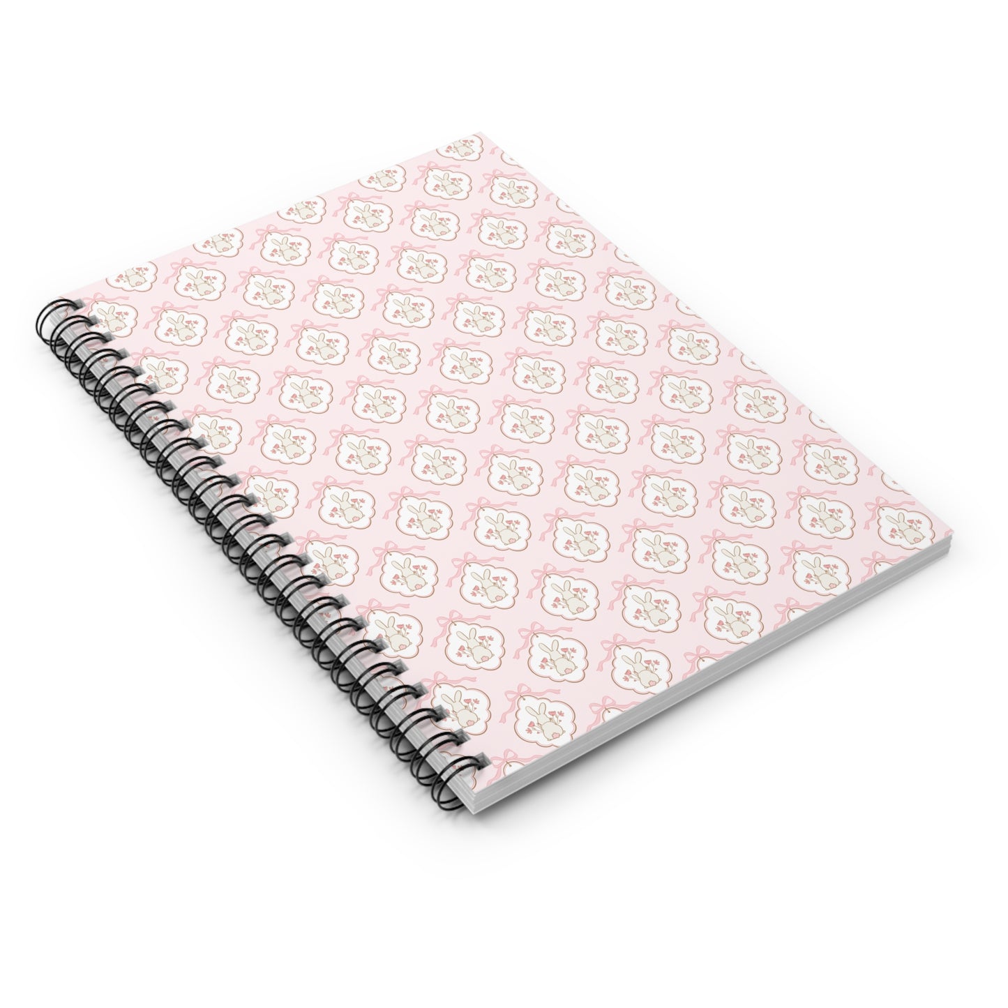 Elegant Floral Bunny Spiral Notebook - Ruled Lines for Creative Journaling