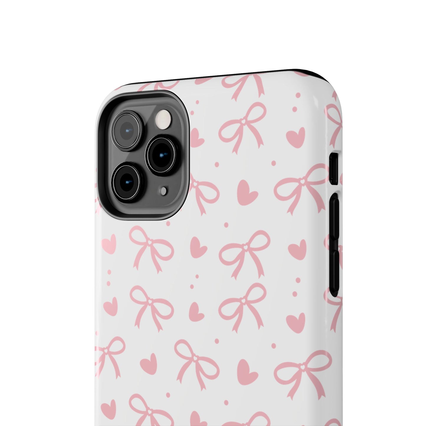 Love & Bows Tough Phone Cases for Girls, Cute Phone Cover, Valentine's Day Gift, Girly Accessories, Heart Pattern