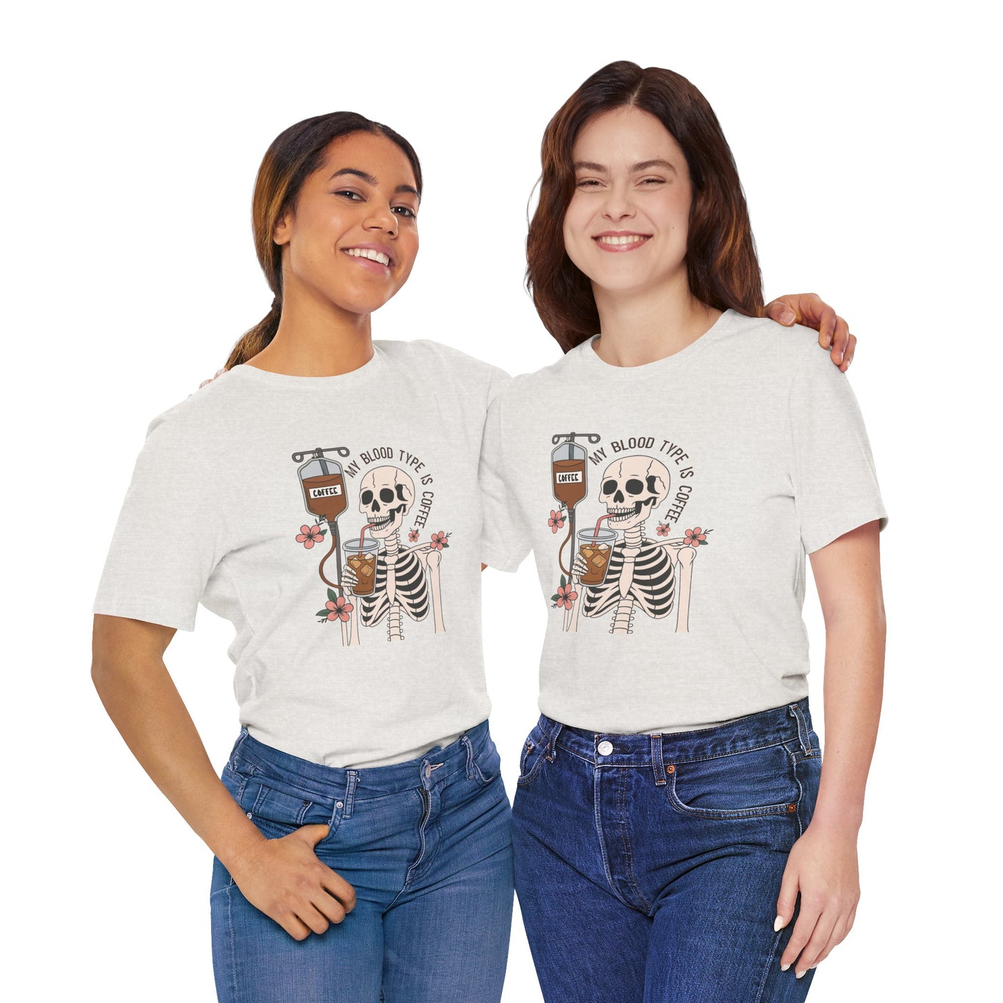 Coffee Lover's Skeleton Tee - Unisex Short Sleeve Shirt, Ideal Gift for Coffee Addicts, Fun Halloween Apparel, Quirky Coffee Shirt