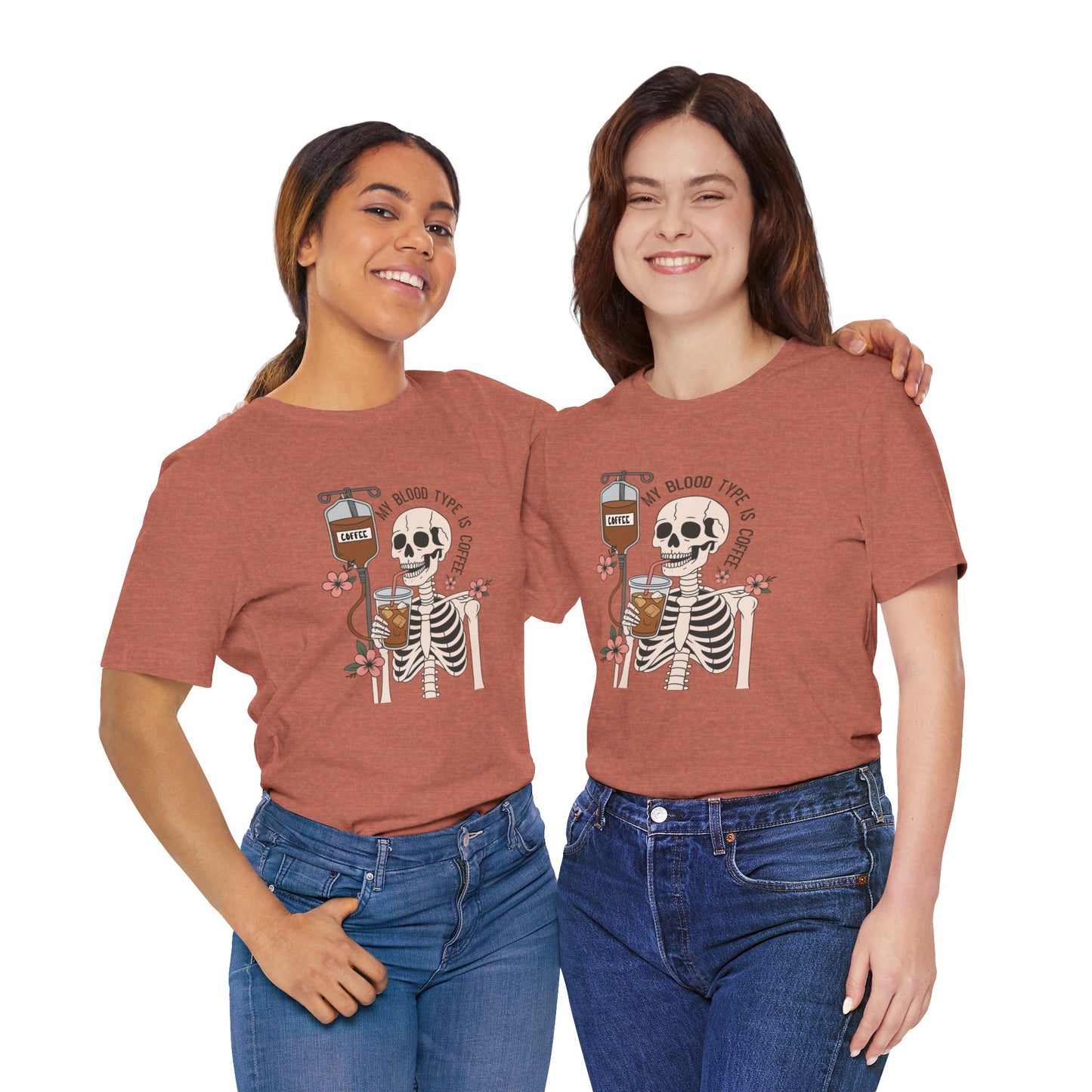 Coffee Lover's Skeleton Tee - Unisex Short Sleeve Shirt, Ideal Gift for Coffee Addicts, Fun Halloween Apparel, Quirky Coffee Shirt