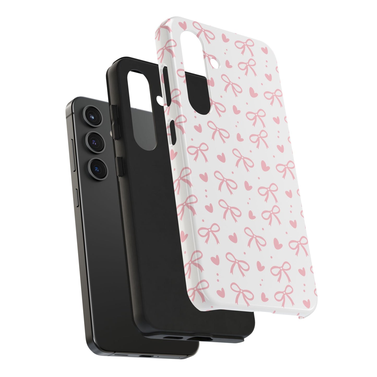 Love & Bows Tough Phone Cases for Girls, Cute Phone Cover, Valentine's Day Gift, Girly Accessories, Heart Pattern