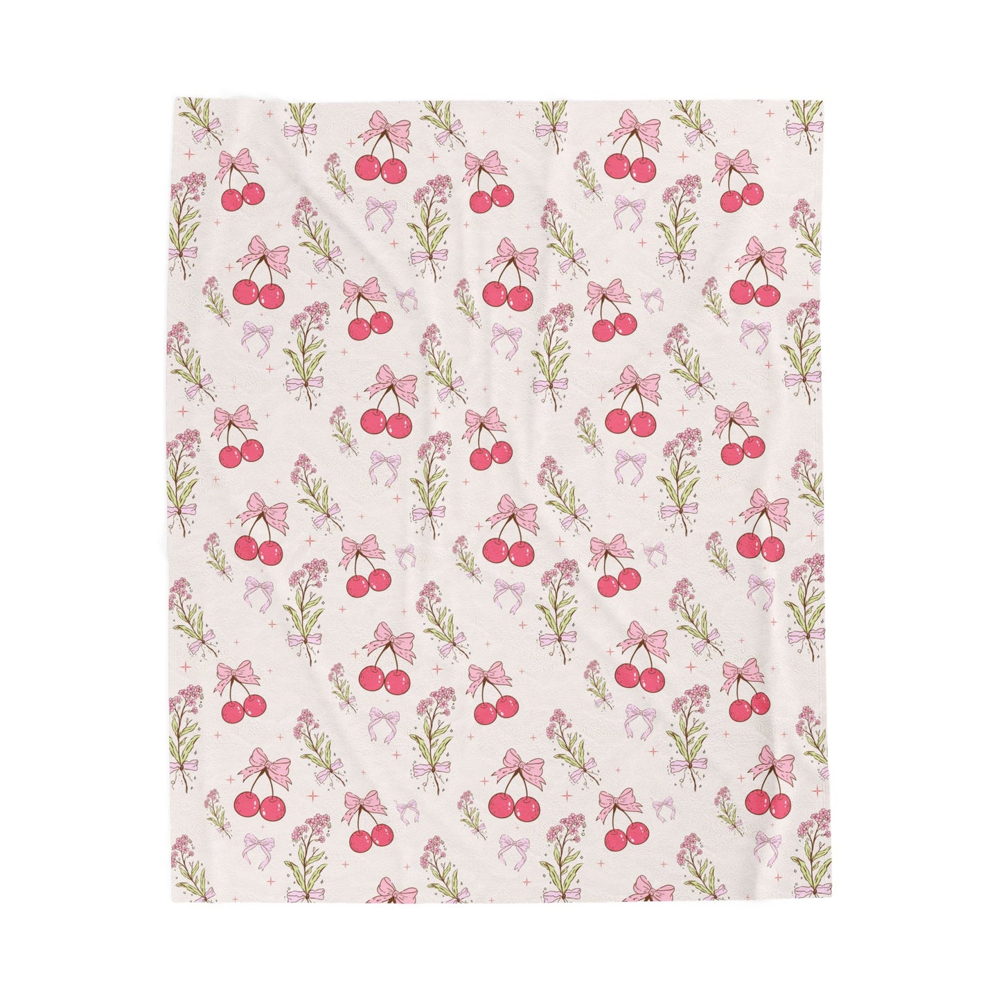 Cherry Velveteen Plush Blanket